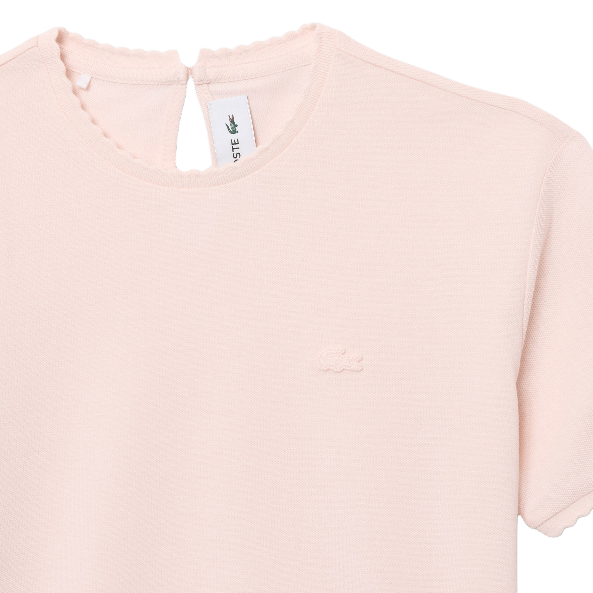 Gerader T-Shirt mit Rundhalsausschnitt und Wellenkante aus Baumwollmischung LACOSTE Rosa
