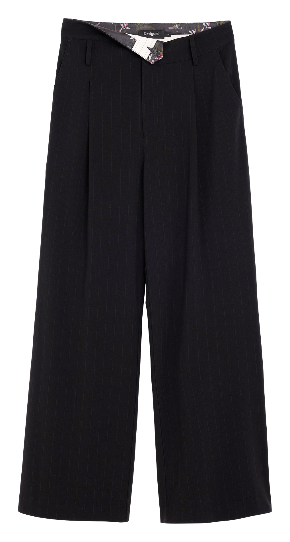 Straight Striped Pleated Pants DESIGUAL Black