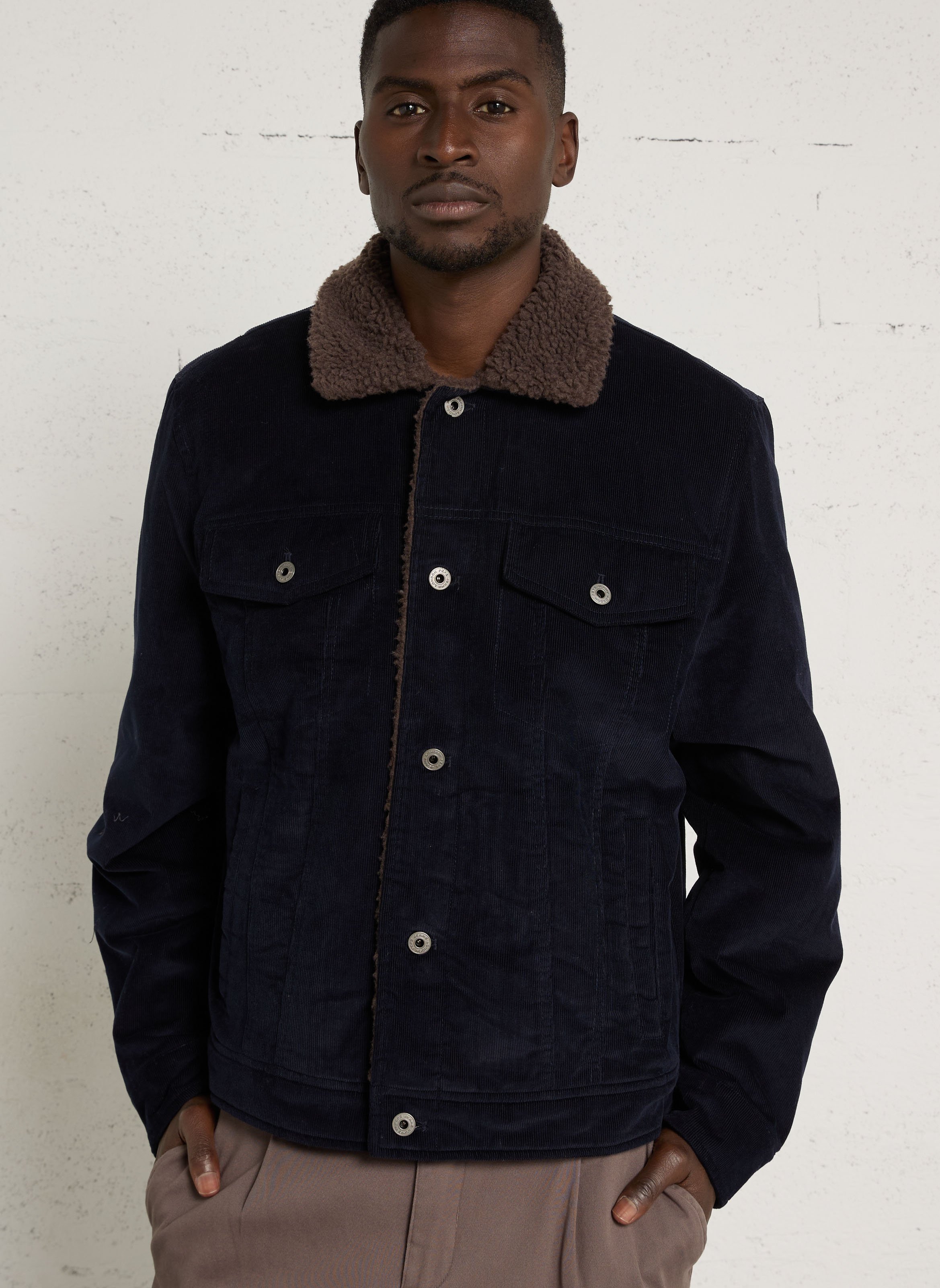 Straight-cut cotton corduroy jacket PEPE JEANS Blue
