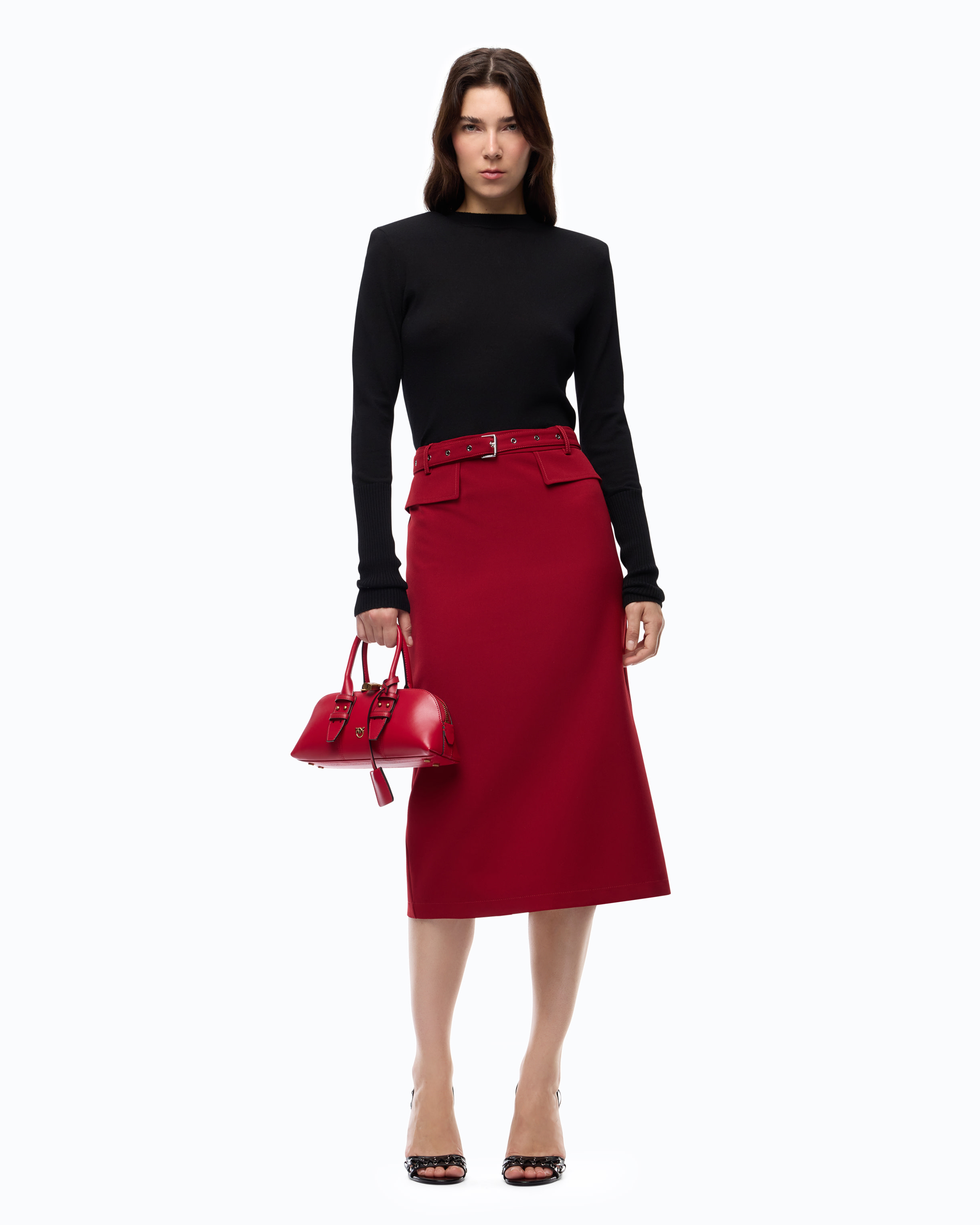 Belted pencil skirt PINKO Red