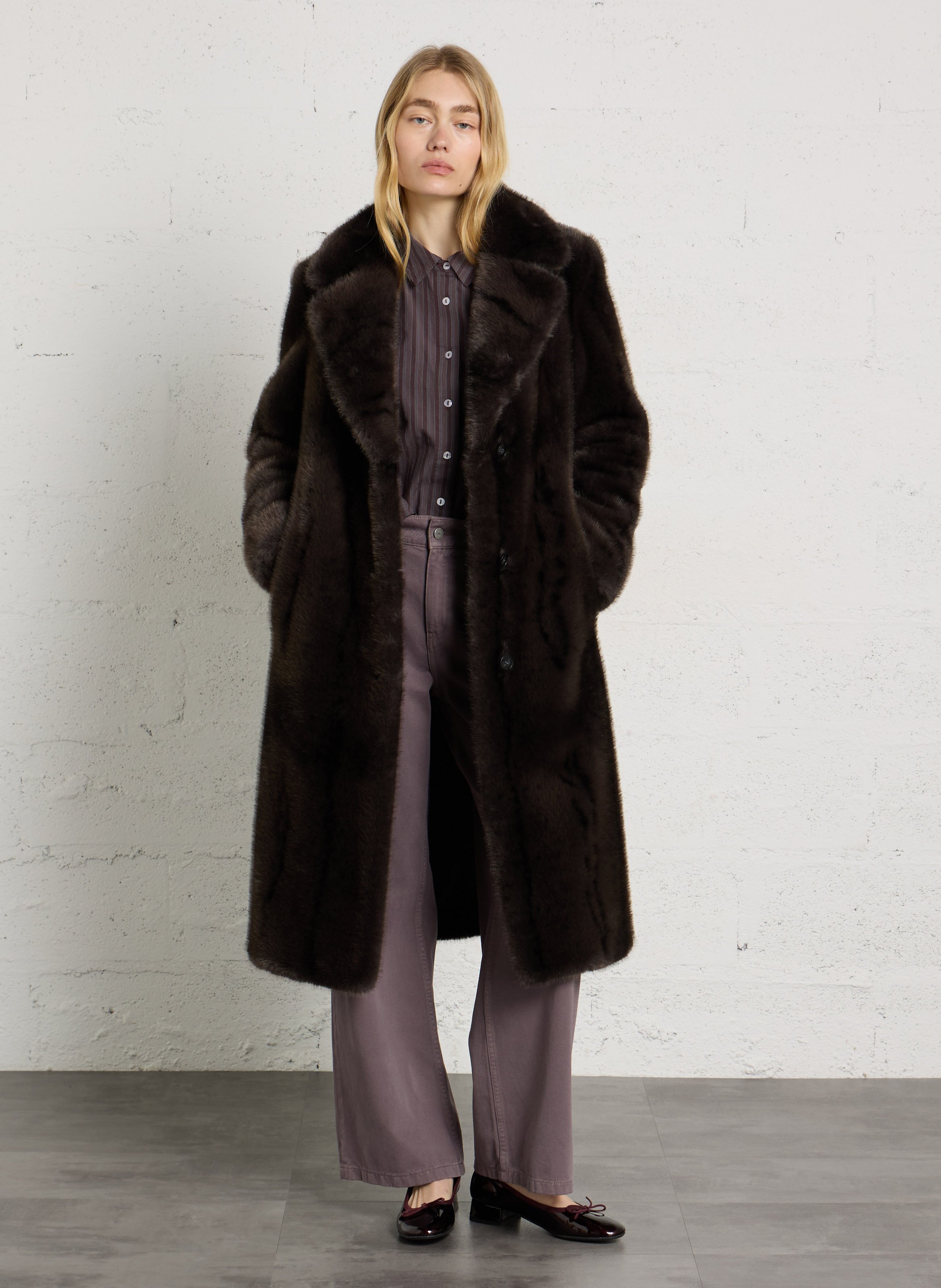 Long faux fur coat MAISON 123 Grey