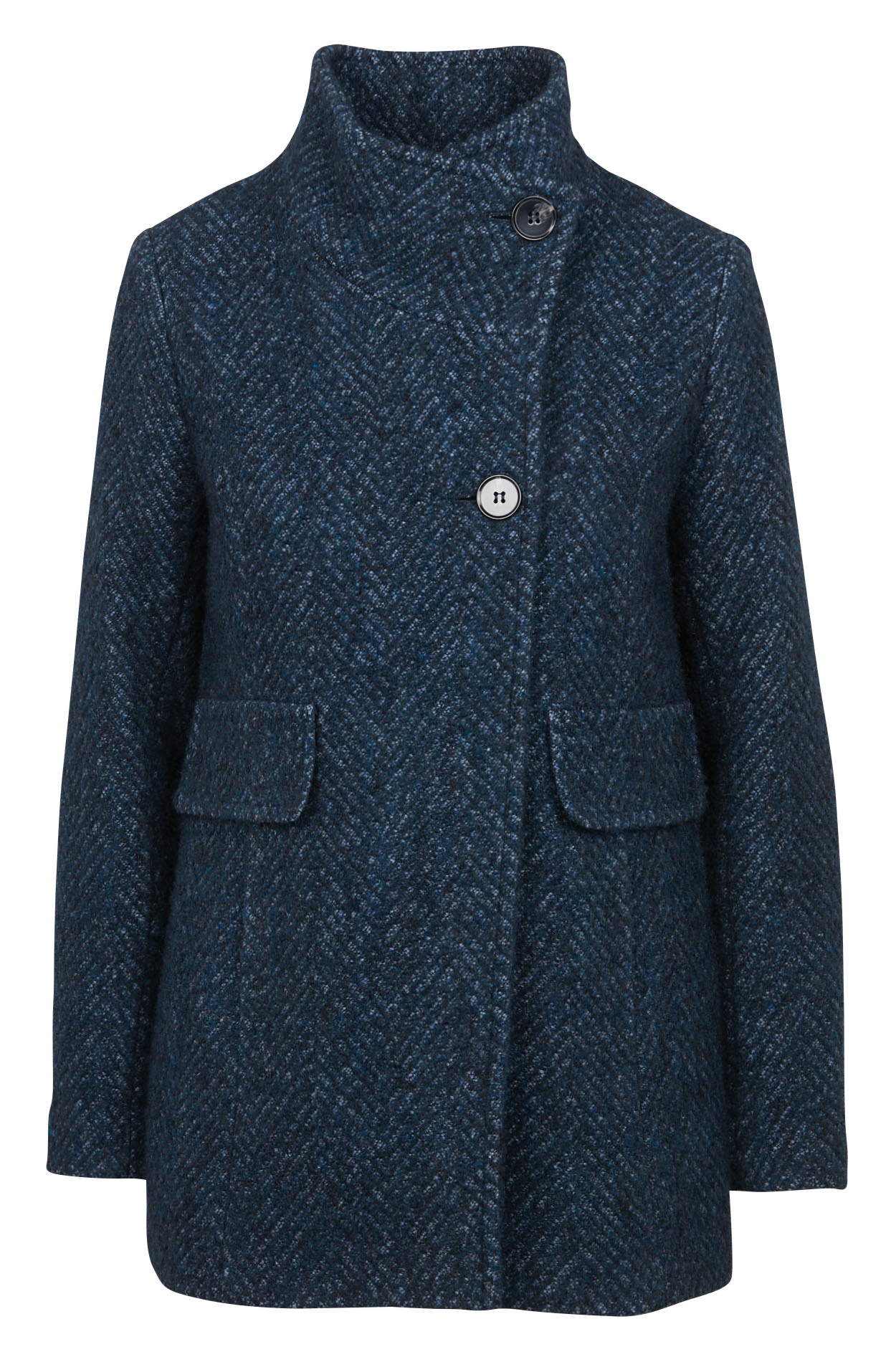 High-neck wool-blend coat CAROLL Blue