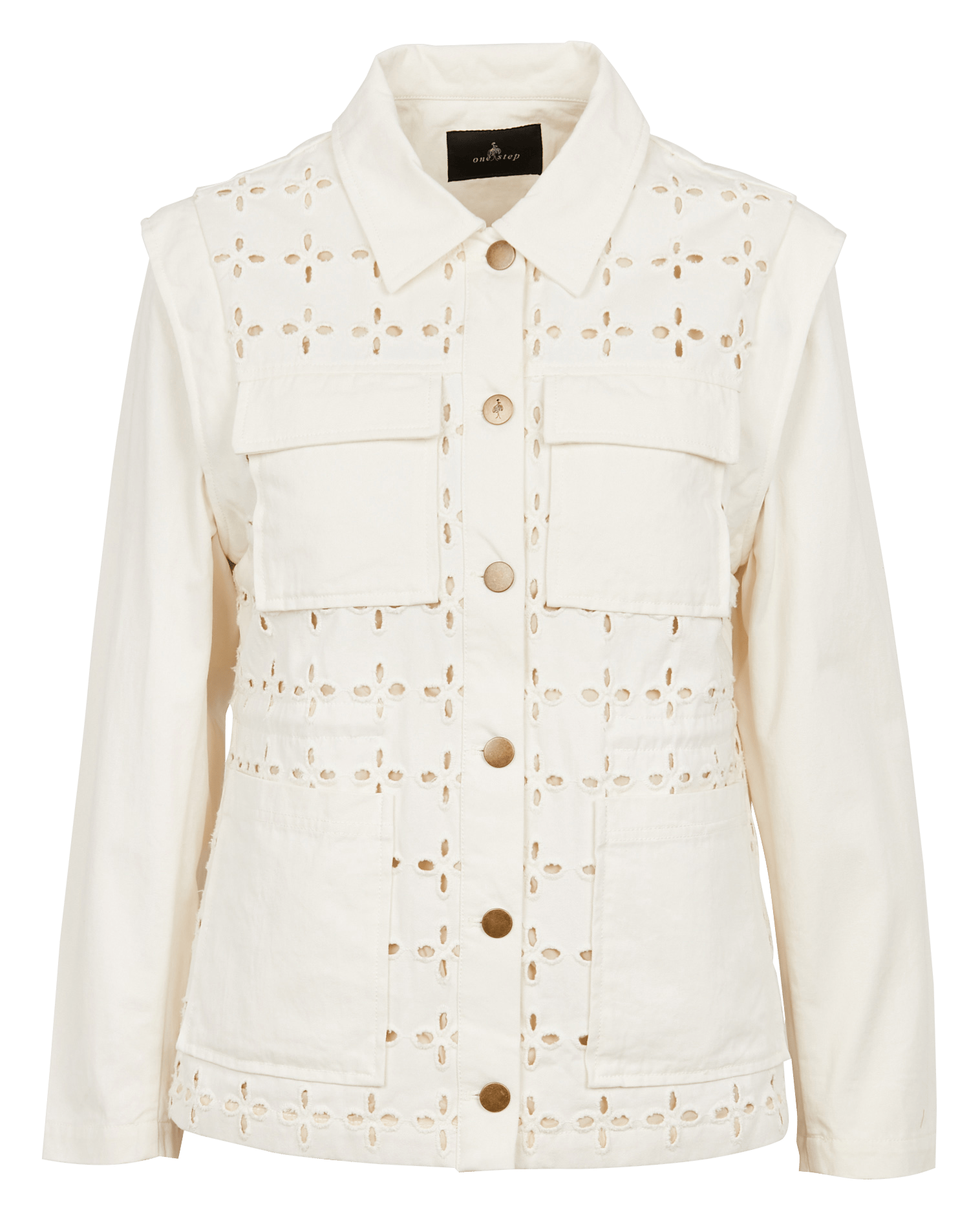Jacke Mit Lochstickerei Und Abnehmbaren Ärmeln Ivoire One Step 