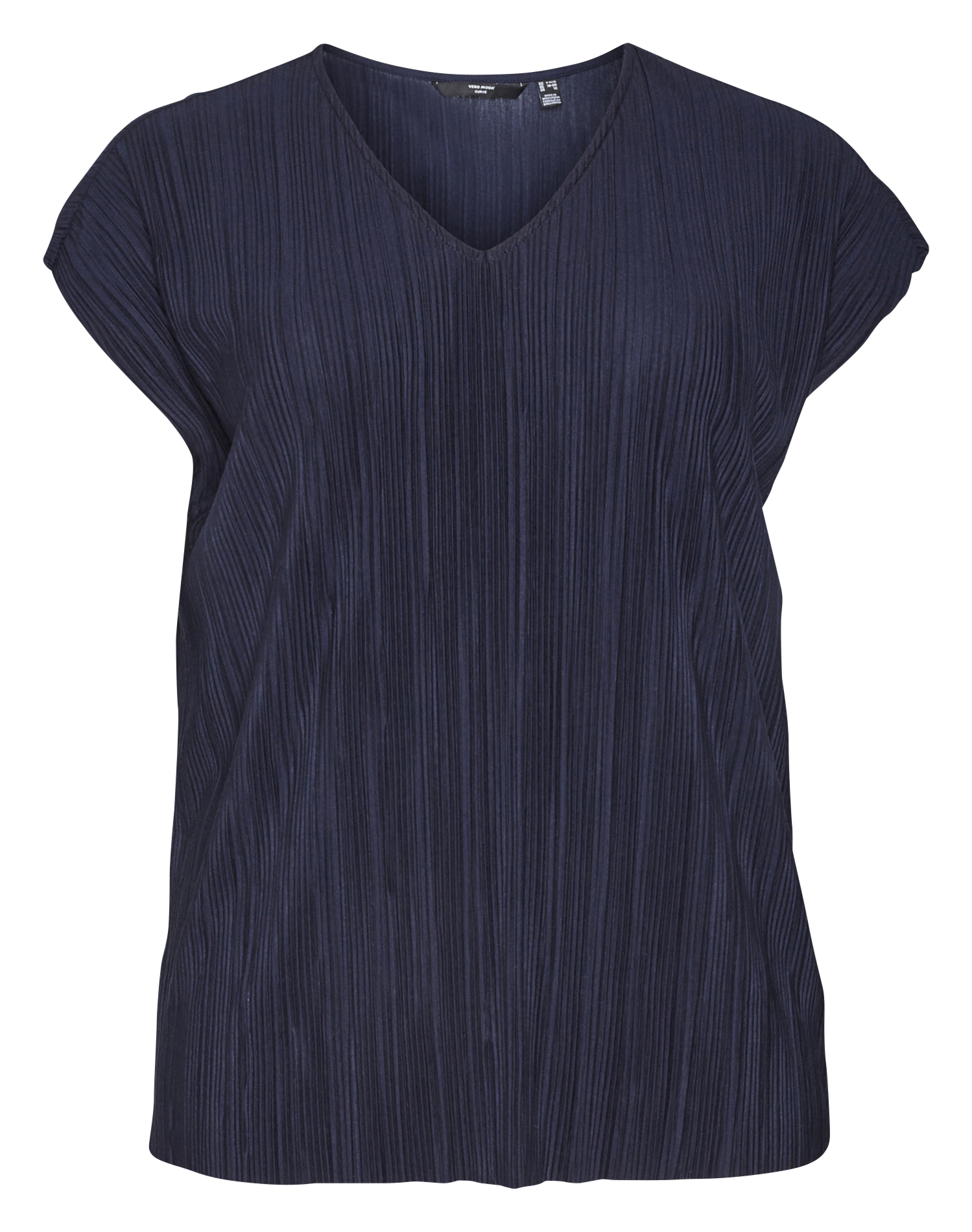 Short-sleeved pleated T-shirt VERO MODA CURVE Blue