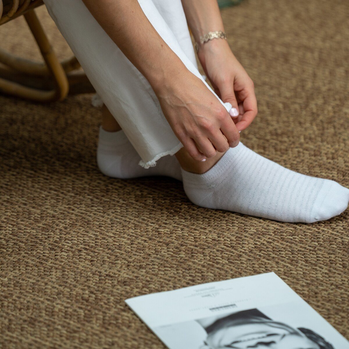 Striped combed cotton ankle socks BILLYBELT White