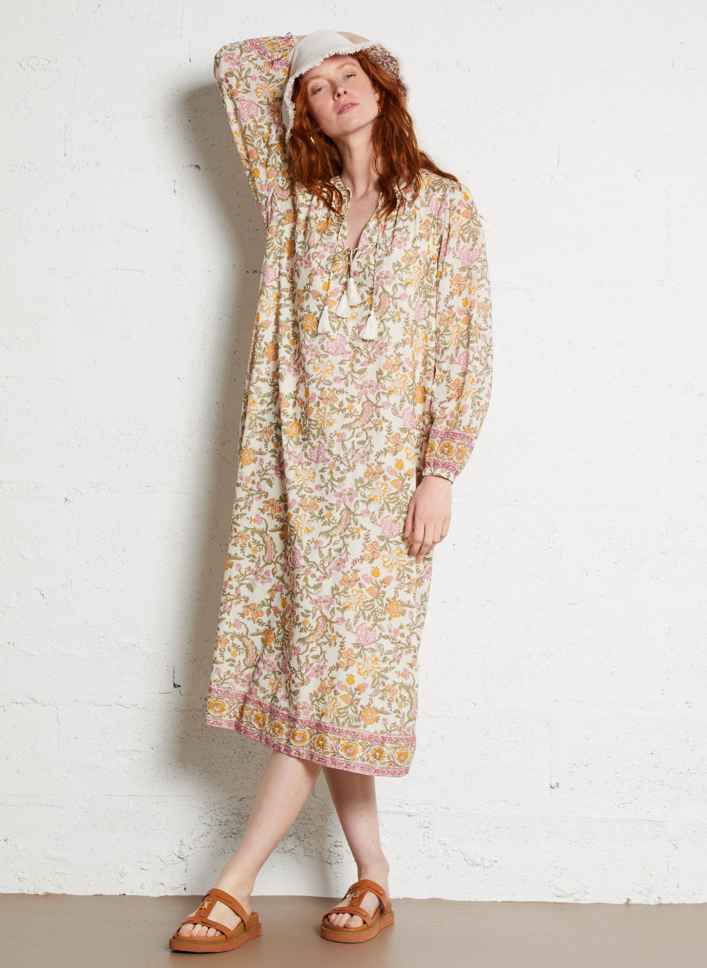 Robe midi col V imprimée LOUISE MISHA Multicolore