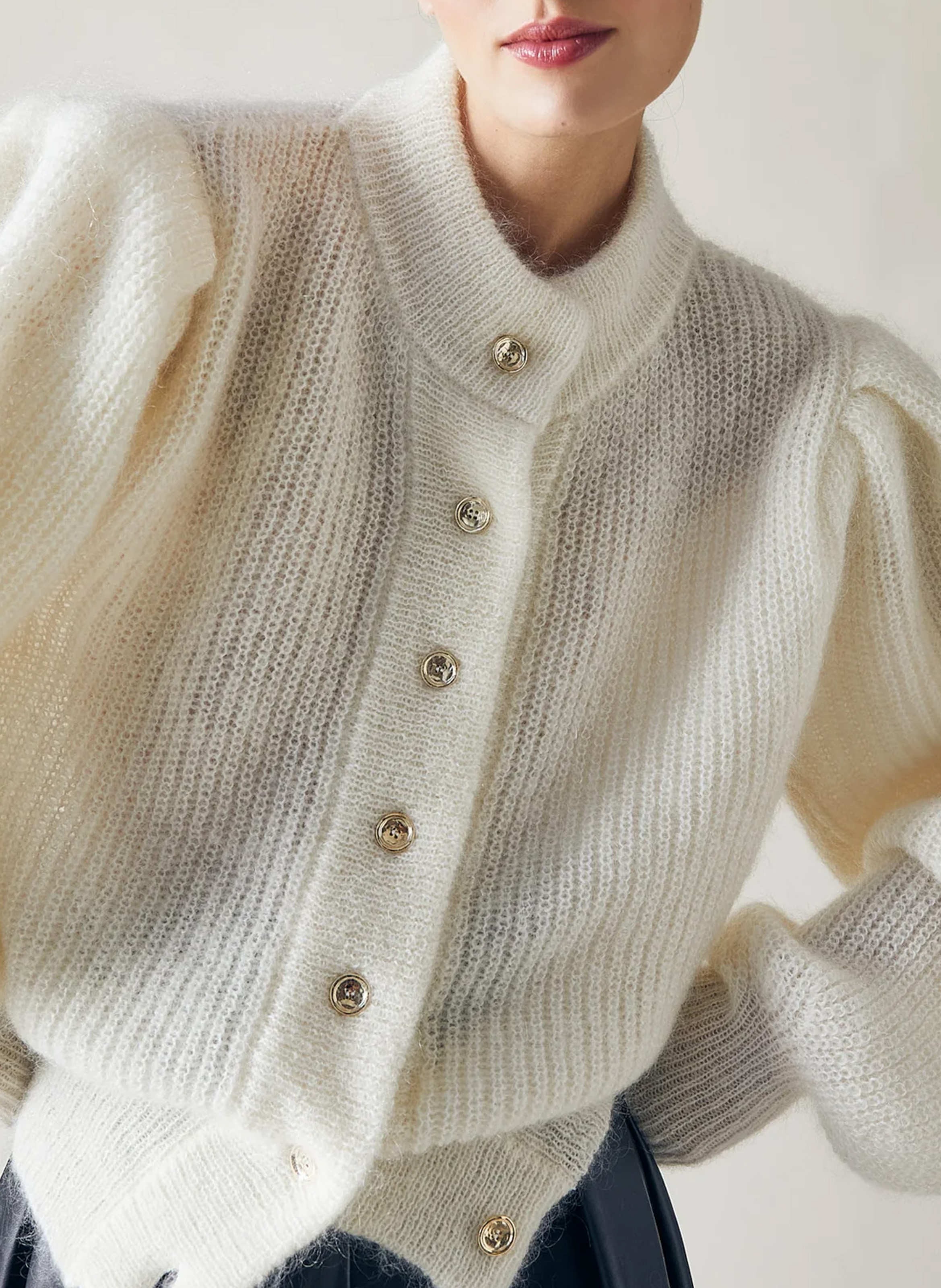 Cardigan en mohair et laine mélangé THE LABEL EDITION Blanc
