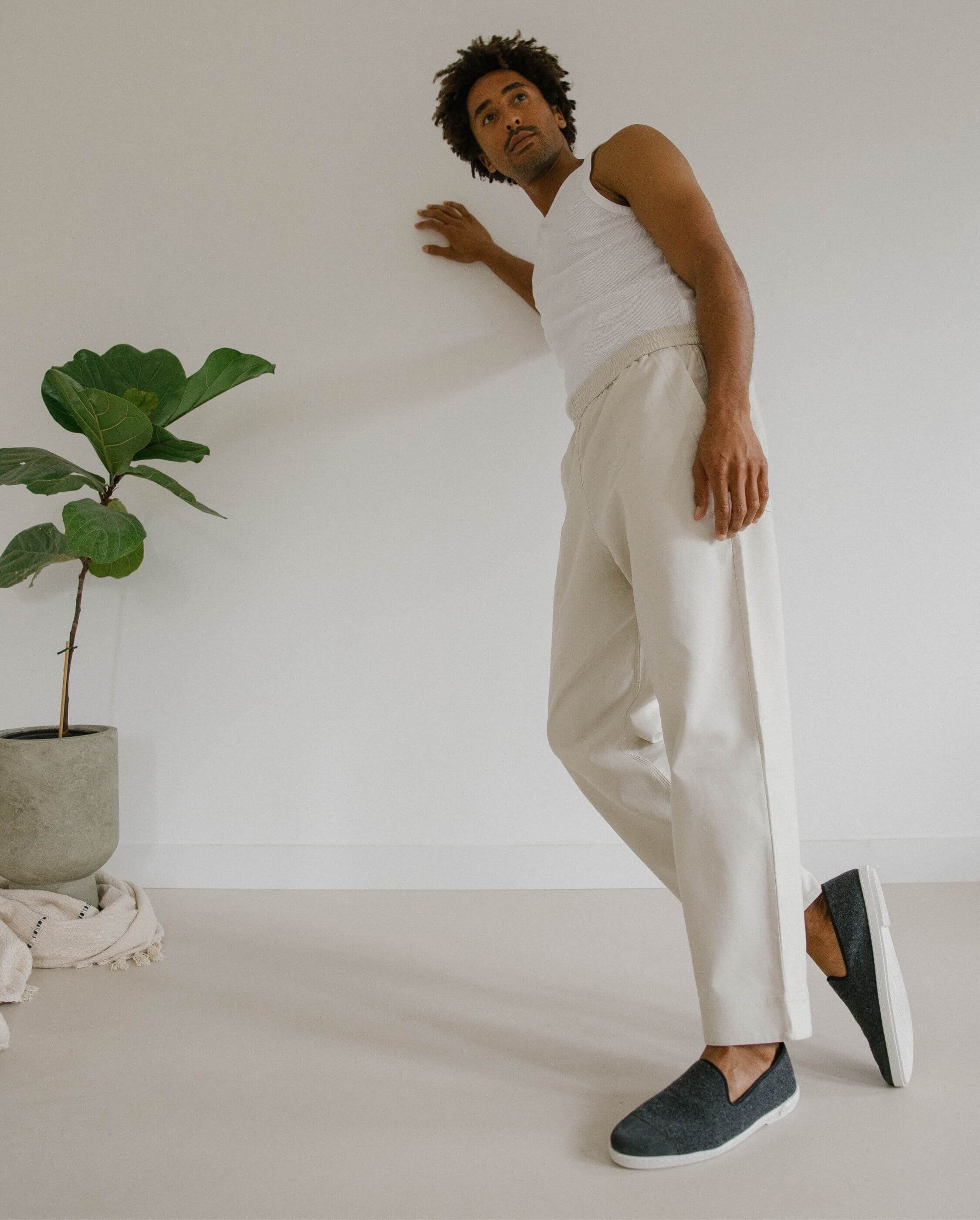 Men's wool slippers, gray black ANGARDE Grey