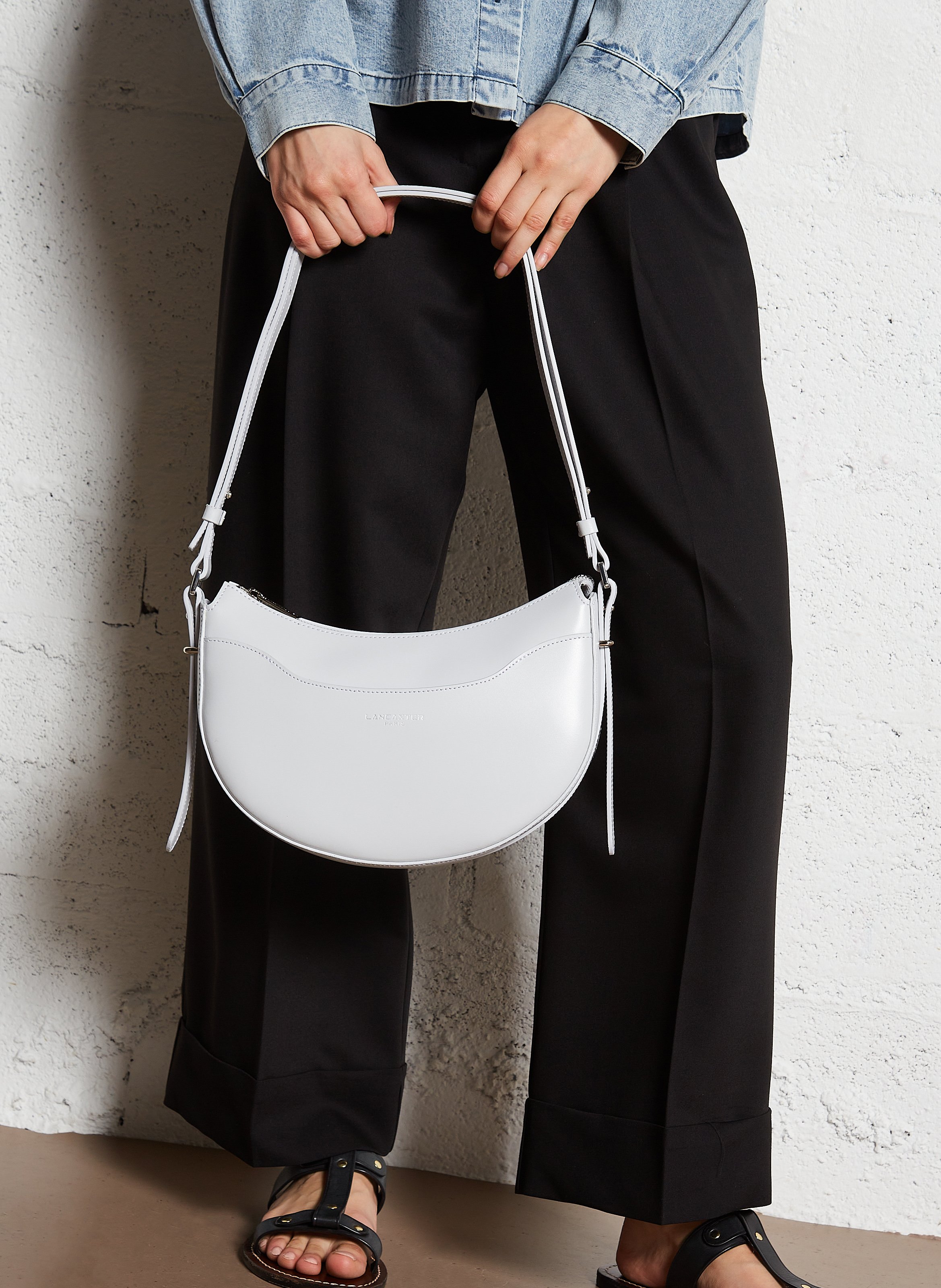 Dori leather shoulder bag LANCASTER PARIS Grey