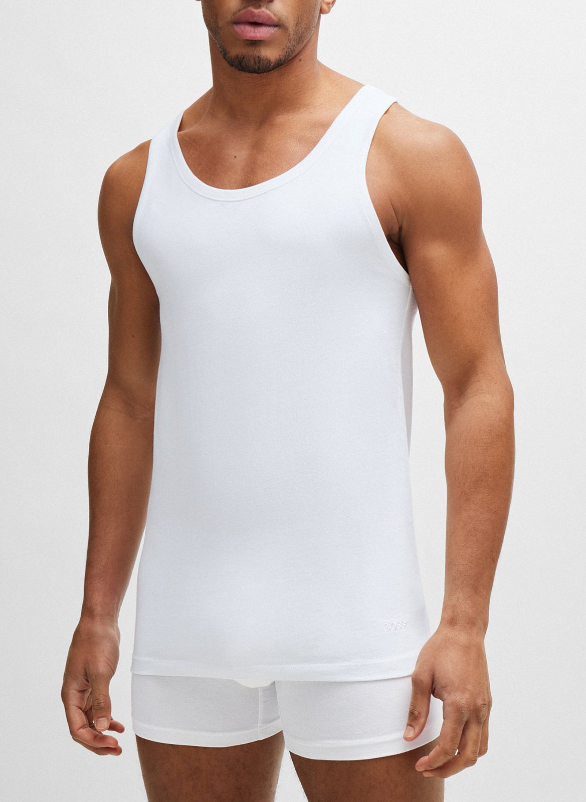 Basic cotton sleeveless top BOSS White