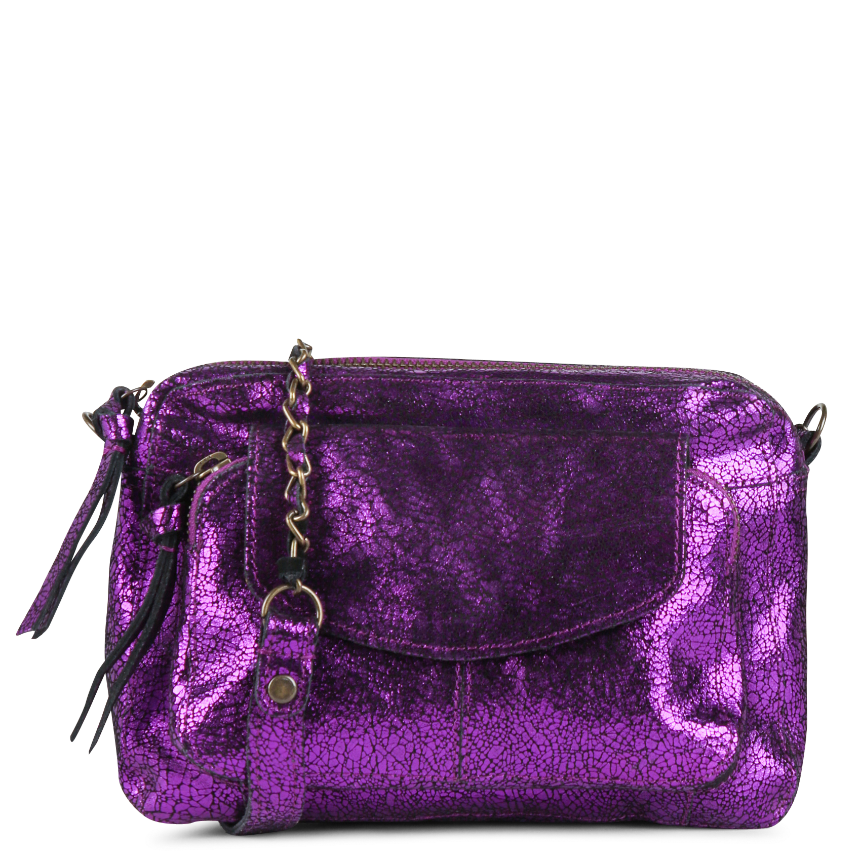 Dori leather shoulder bag PIECES Purple