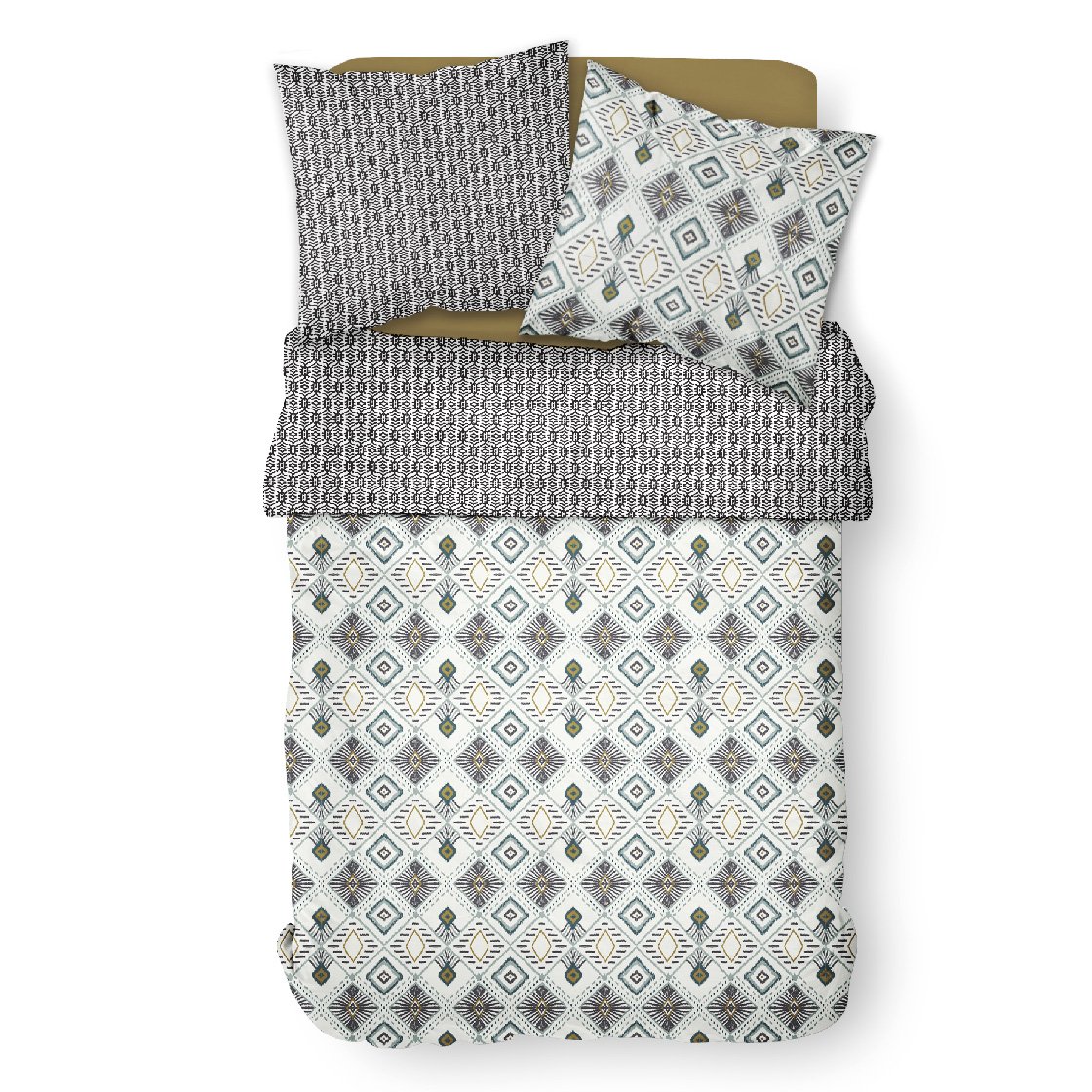 Printed cotton bedding set TODAY LINGE DE MAISON White