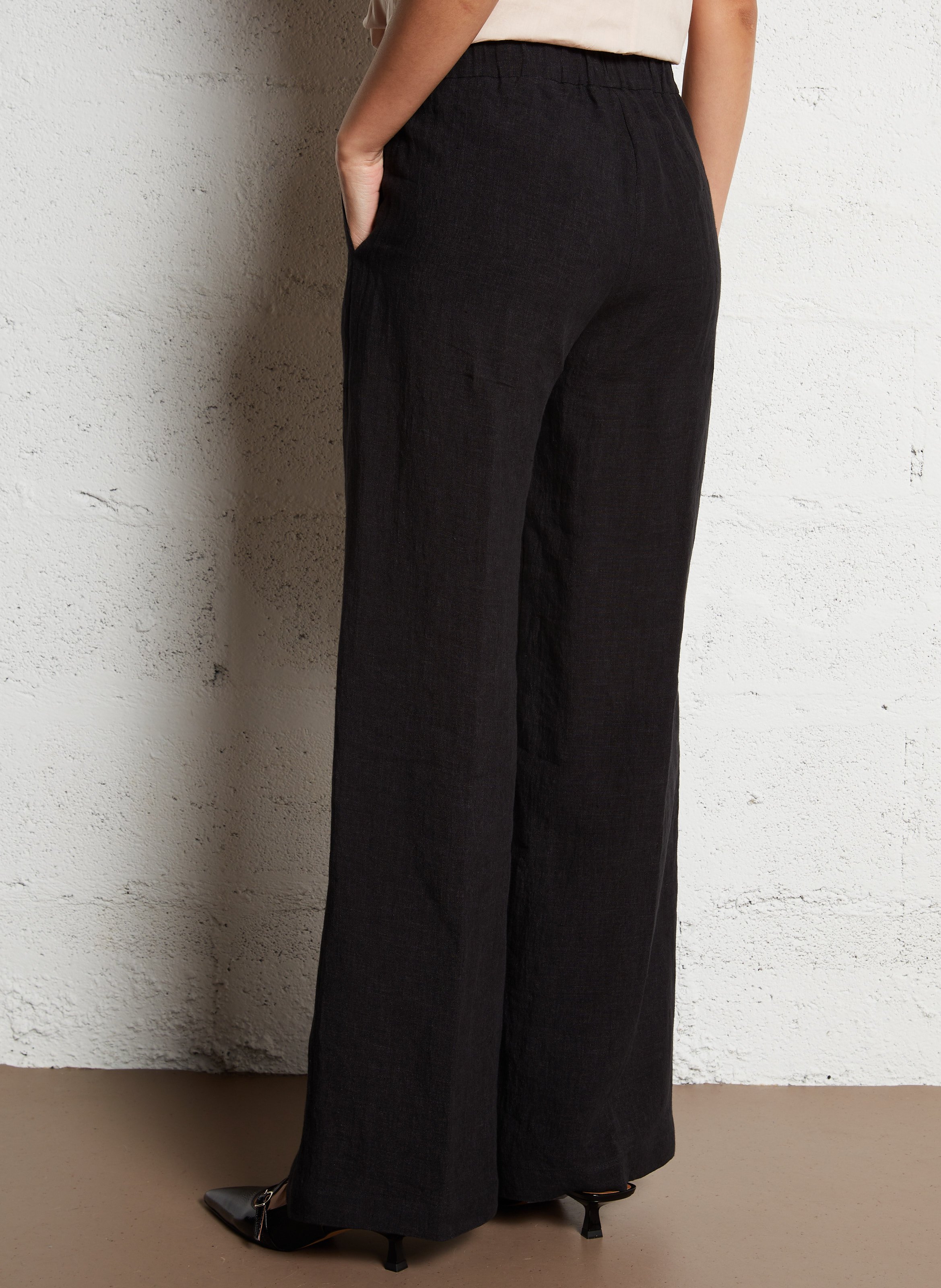 Straight linen trousers DIEGA Black