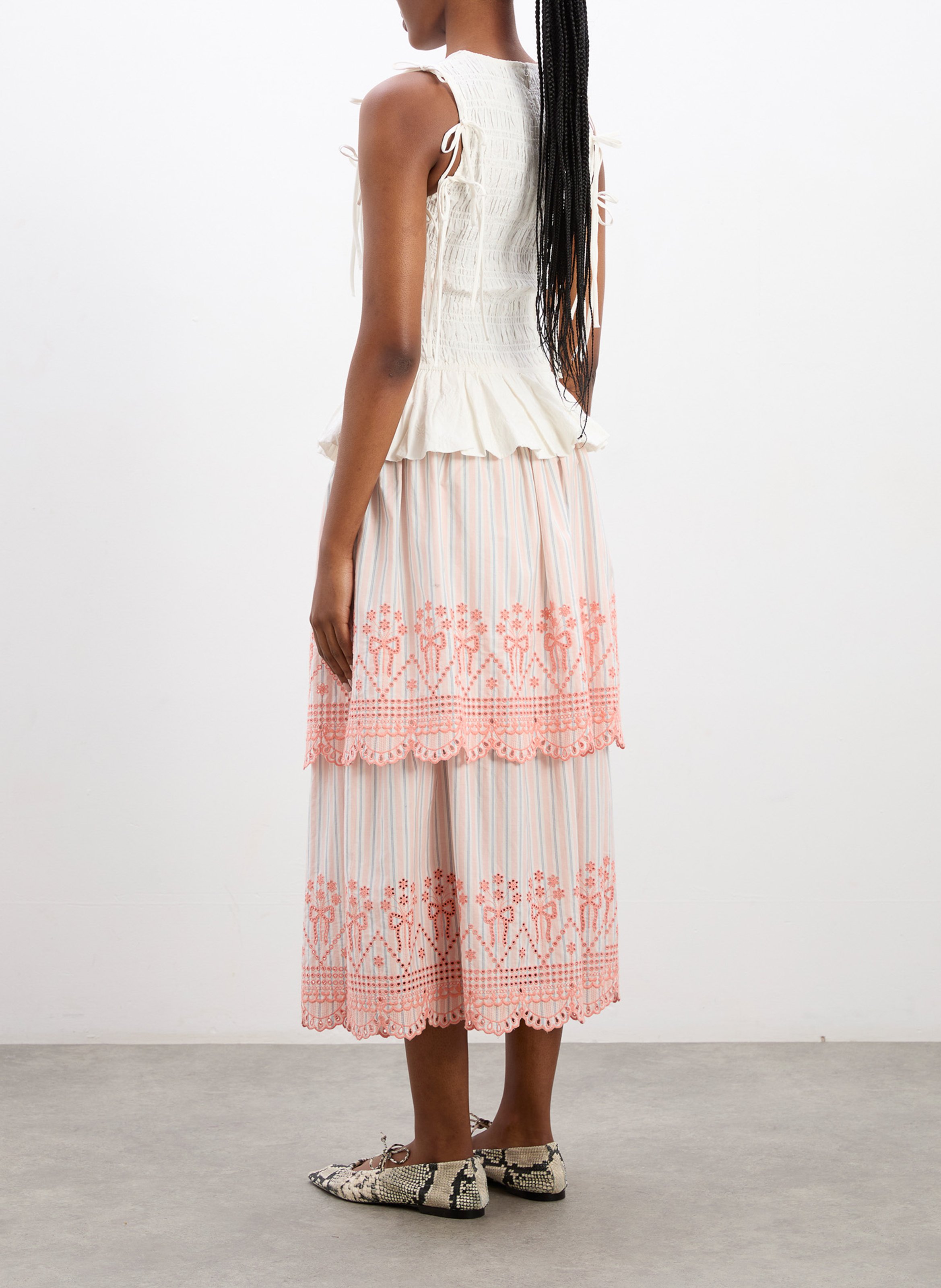 Midi-Rock mit gestreiften Stickereien DAMSON MADDER Orange