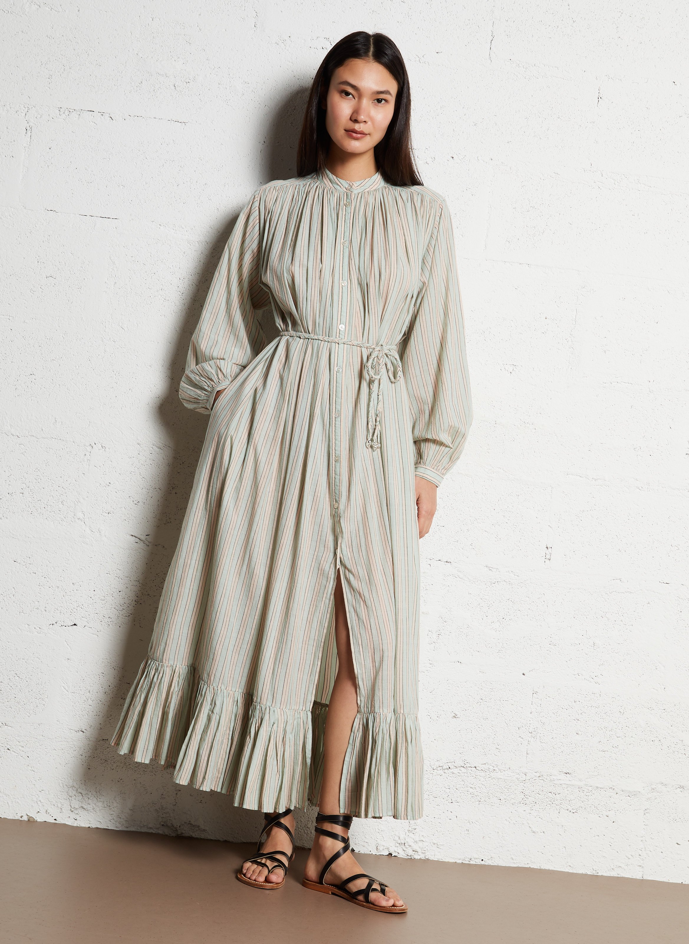 Gestreiftes Maxikleid aus Baumwolle LAURENCE BRAS Blau