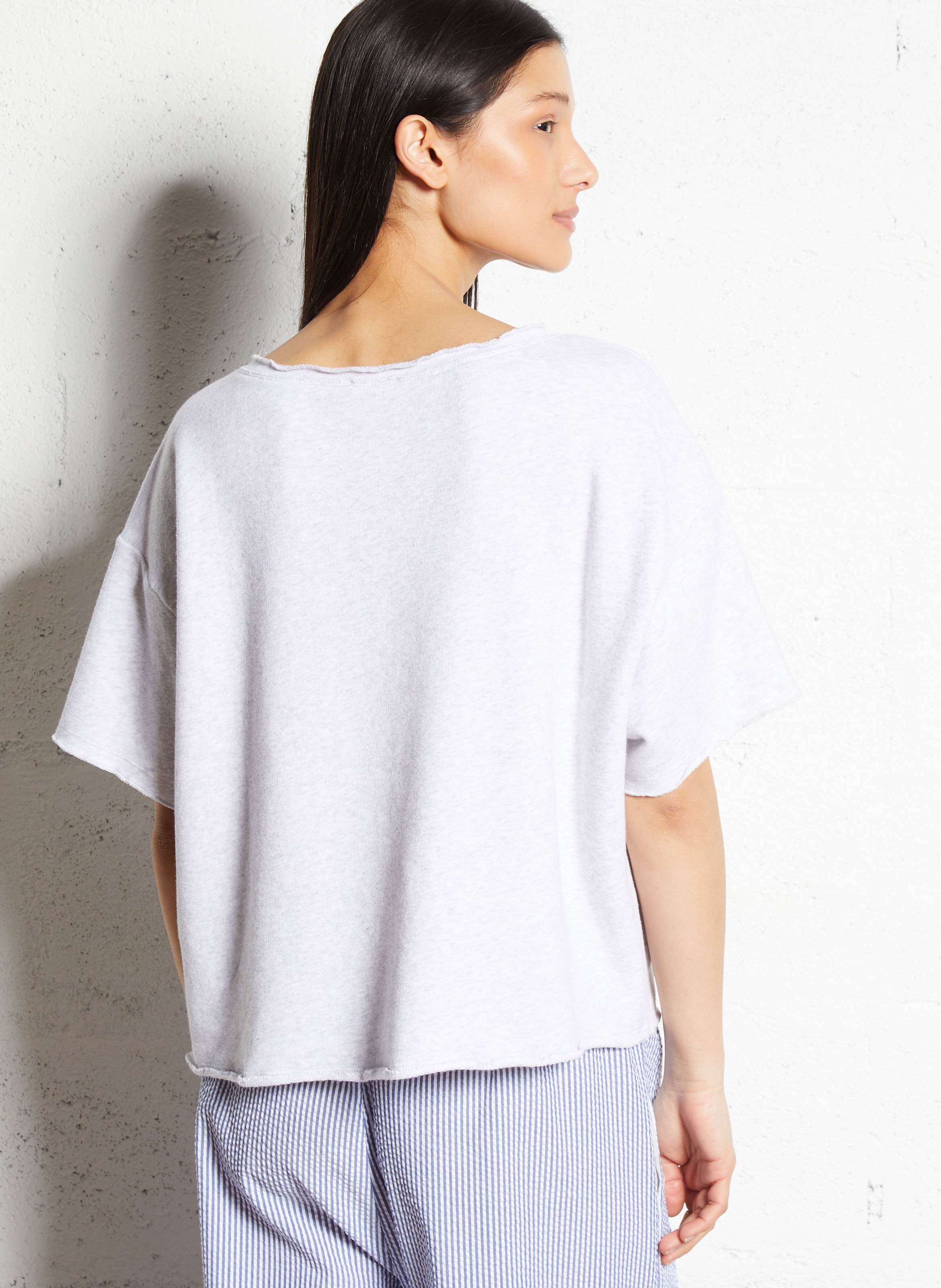 Oversized unikleurig T-shirt met logo AMERICAN VINTAGE Grijs