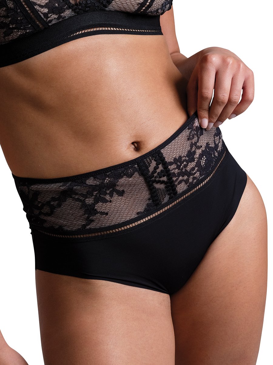 High-waisted lace panties PASSIONATA Black