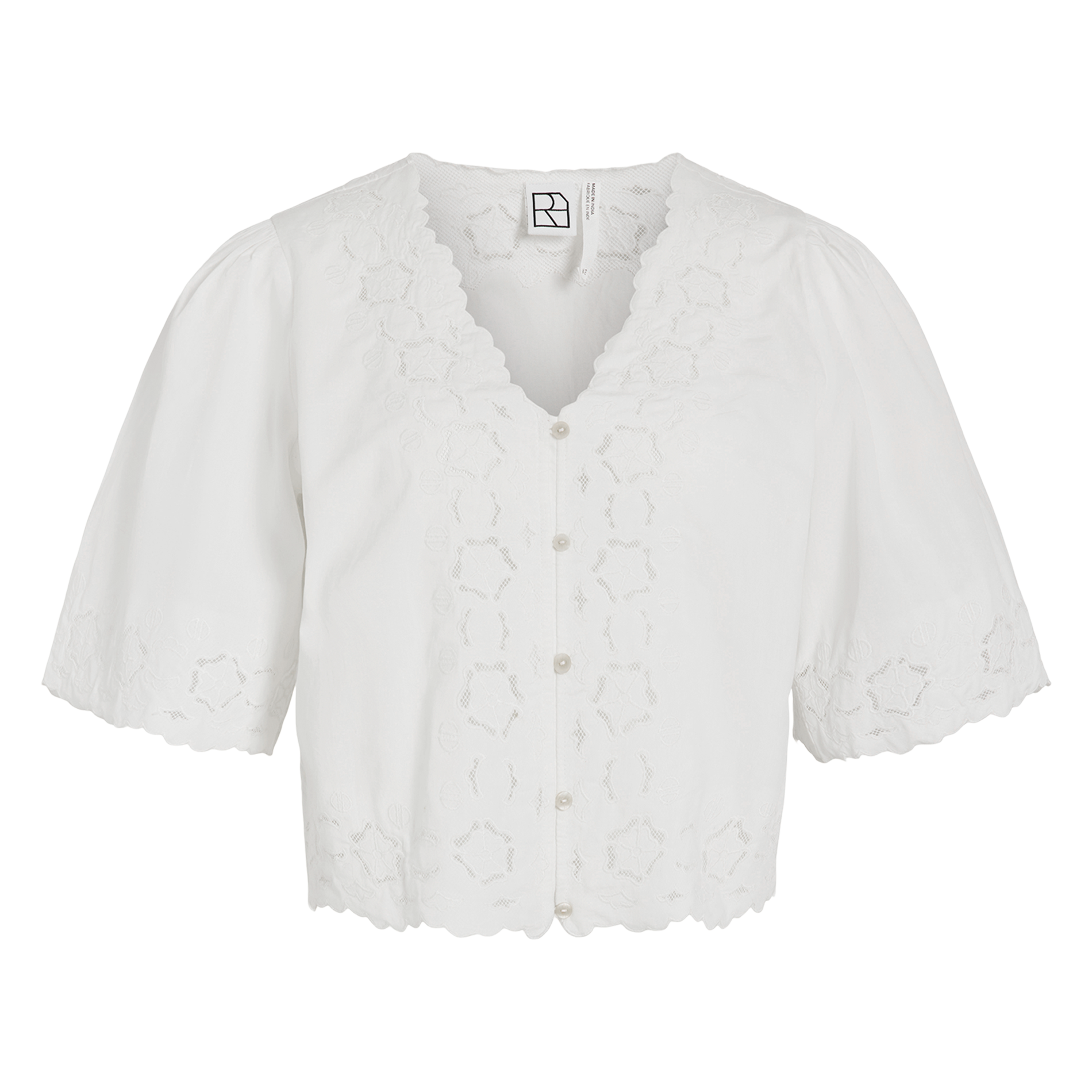 Chemise droite en coton bio brodé ROUGE EDIT Beige