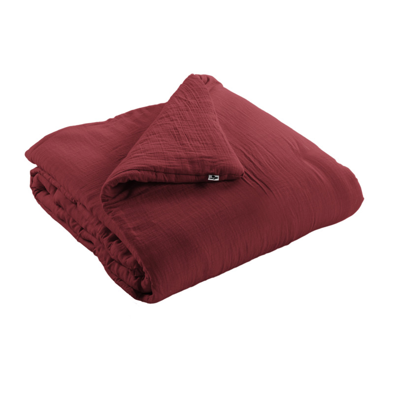 Edredon ou bout de lit en gaze de coton L'EFFET PAPILLON Gris