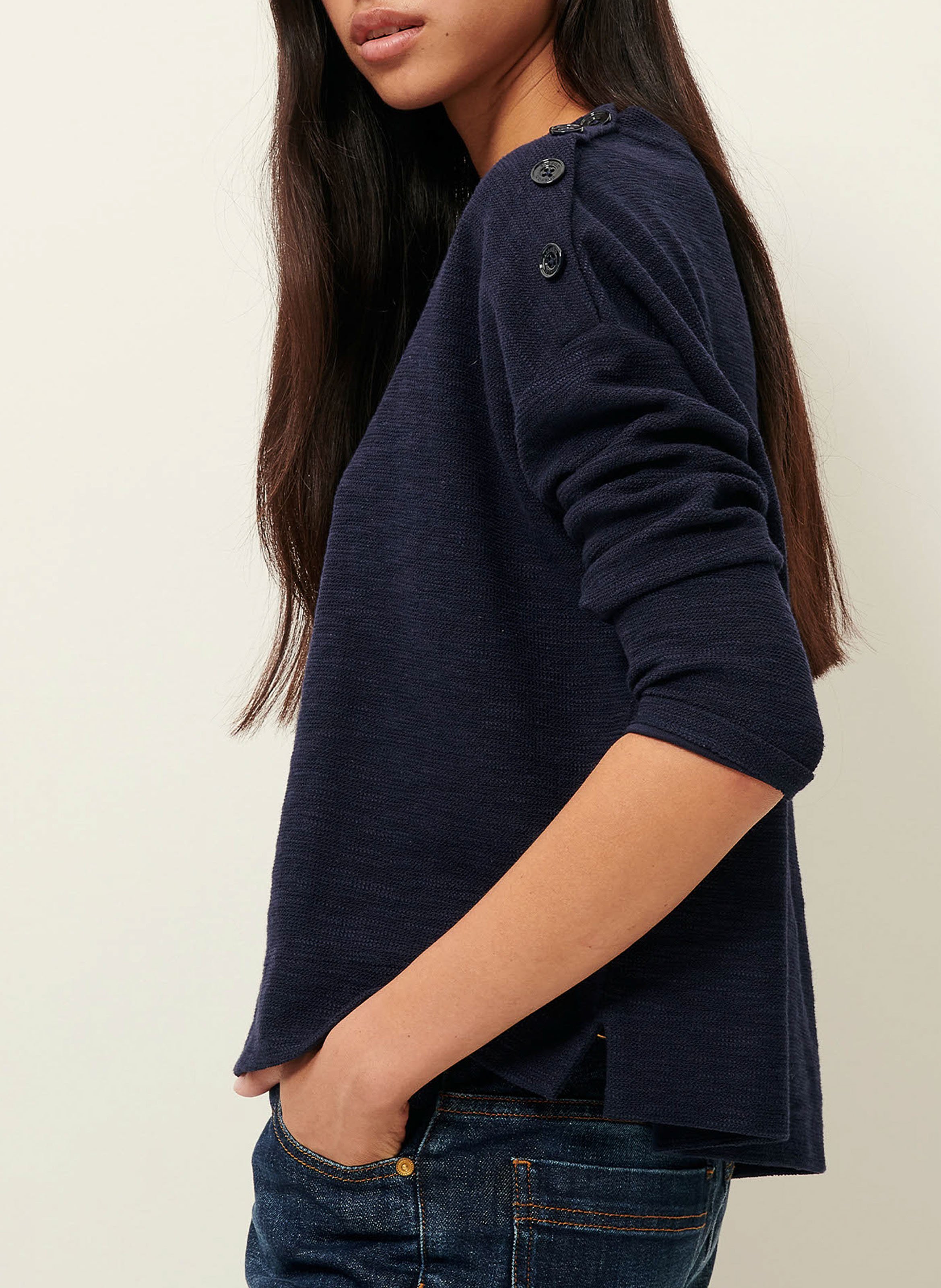 Loose-fit round-neck cotton blend sweater SESSUN Blue