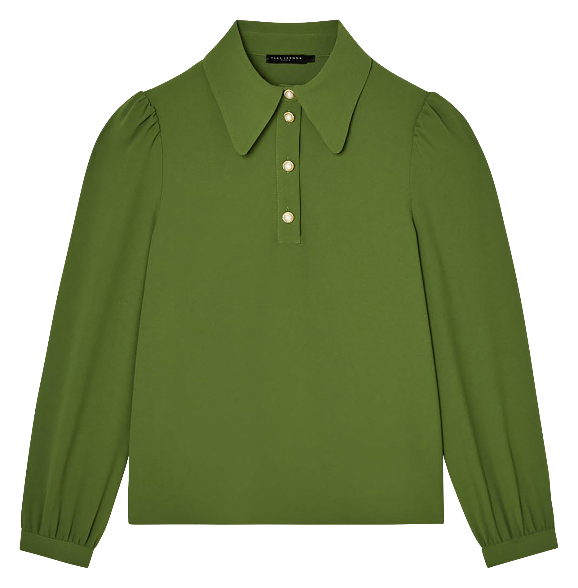 Blusa con colletto in pelle TARA JARMON Verde