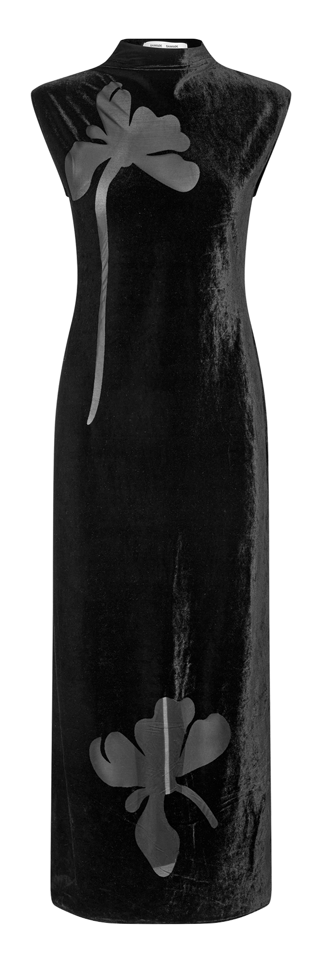 Robe longue col montant détails floraux transparents SAMSOE SAMSOE Noir
