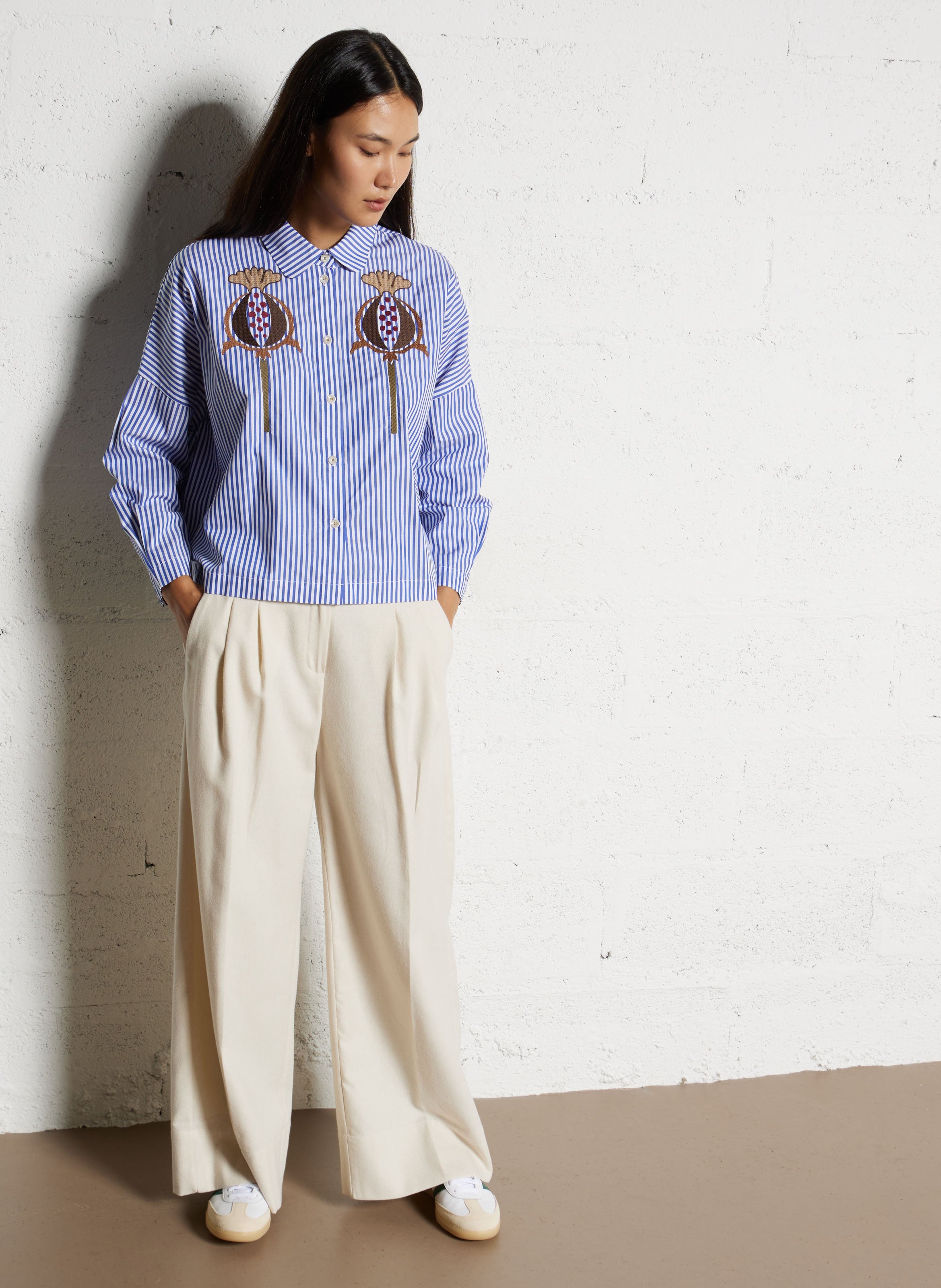 Chemise col classique en coton TINSELS Bleu