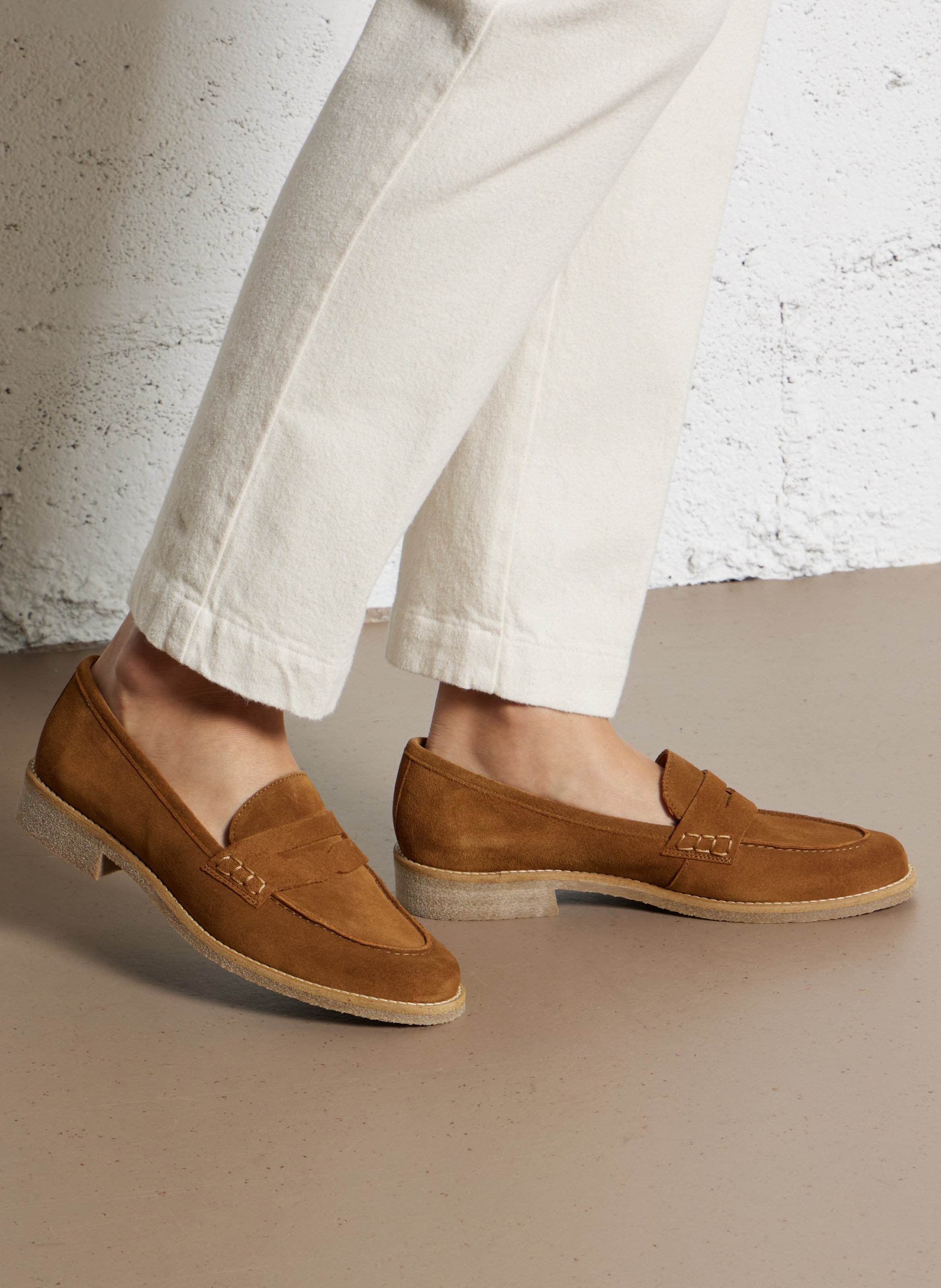 Velvet leather slip-on moccasins MELLOW YELLOW Brown