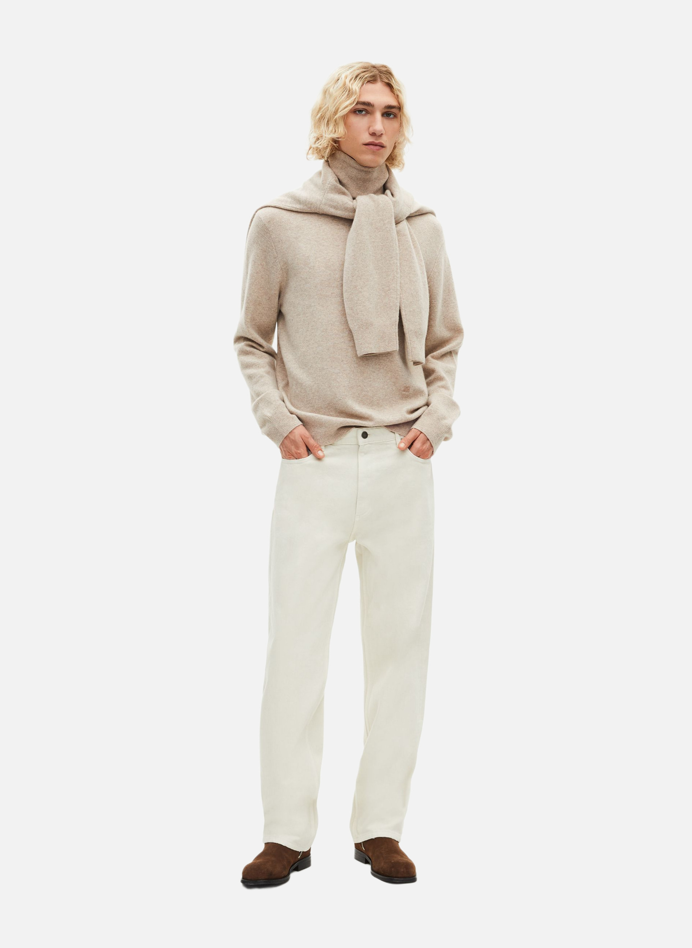 Cashmere polo neck sweater Beige