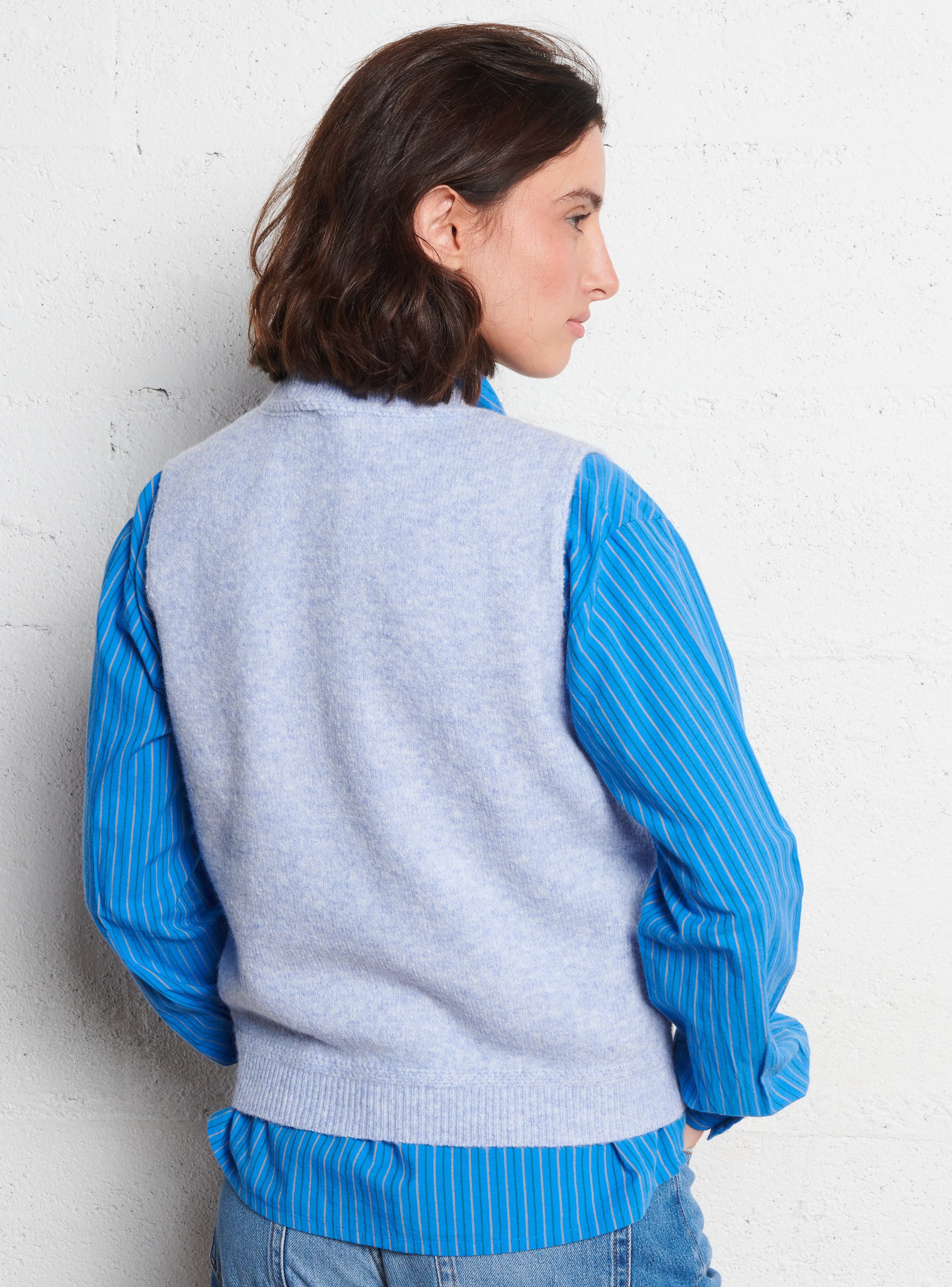 Pull oversize col montant  LA PETITE ETOILE Bleu