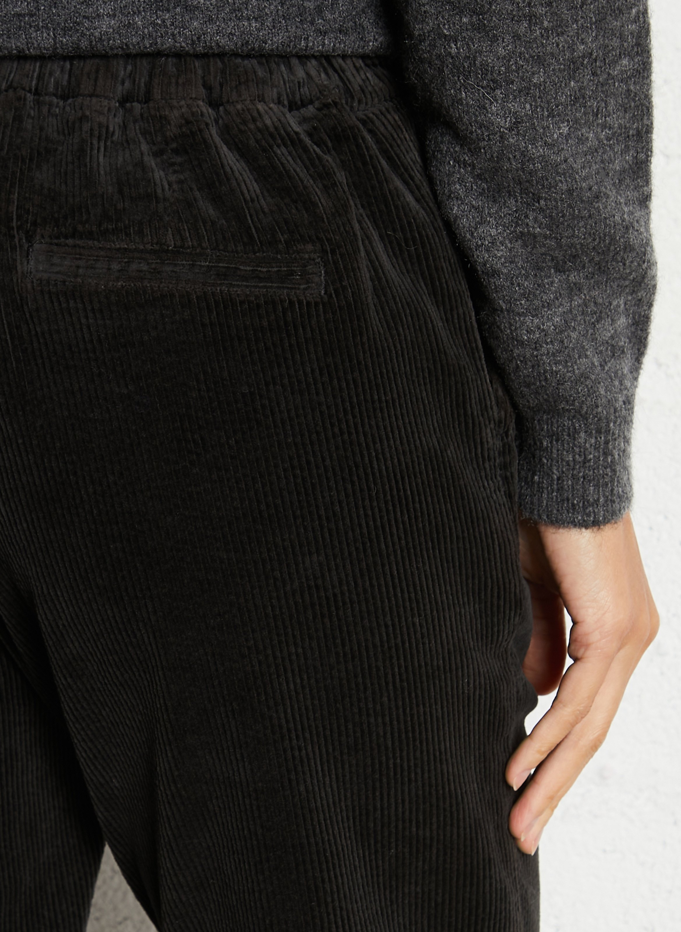 Pantalon droit en velours côtelé HOD PARIS Noir