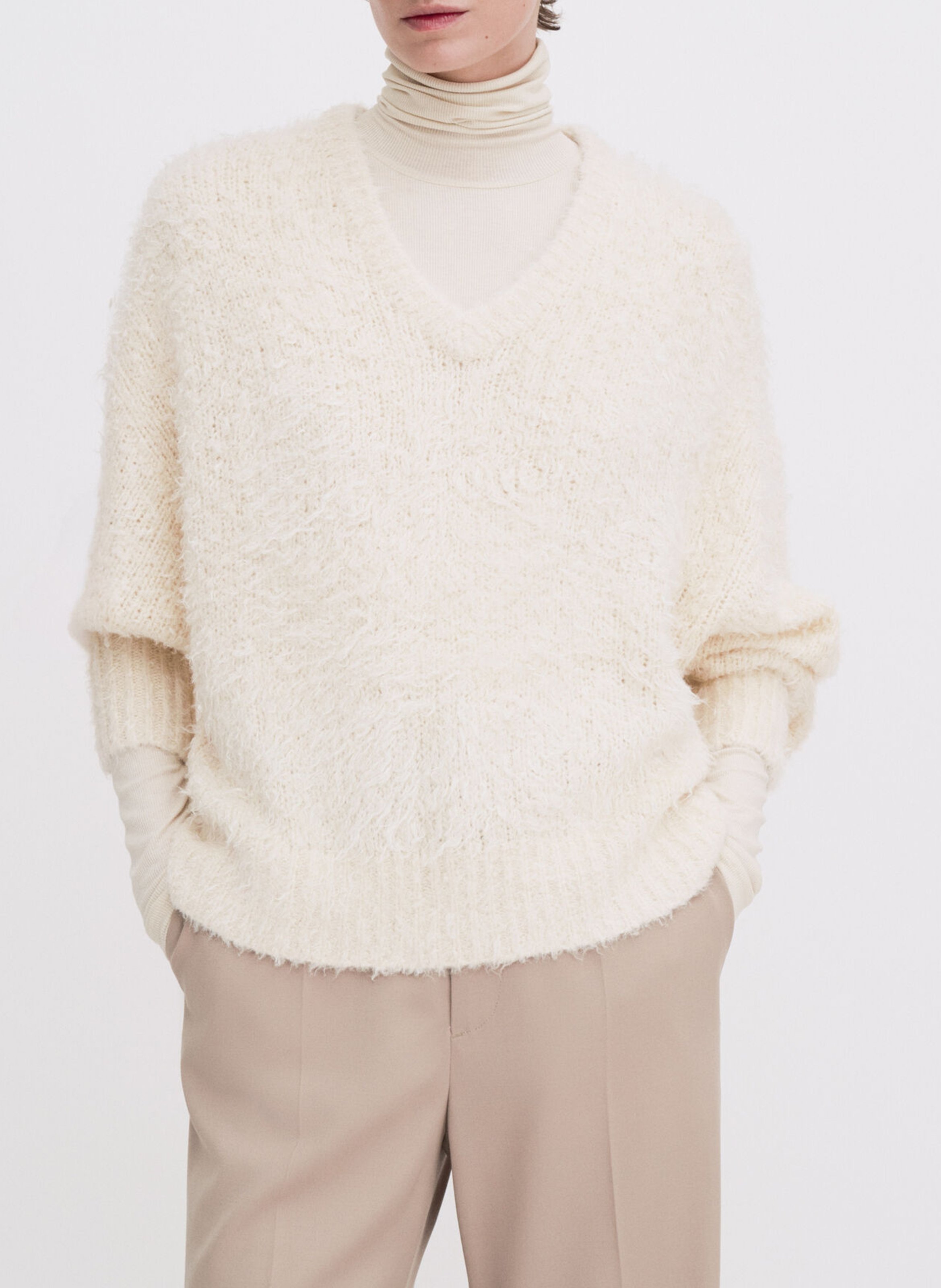 Oversized zijden V-hals trui FILIPPA K Wit