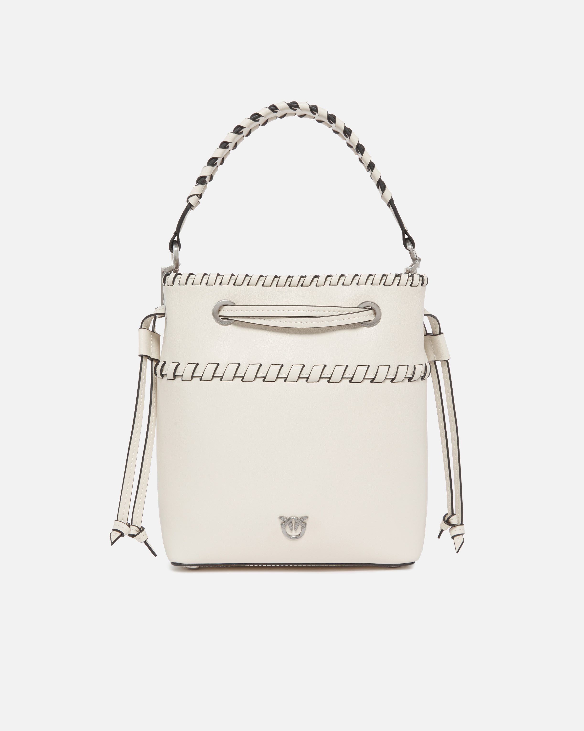Small leather bucket bag with stitching PINKO White