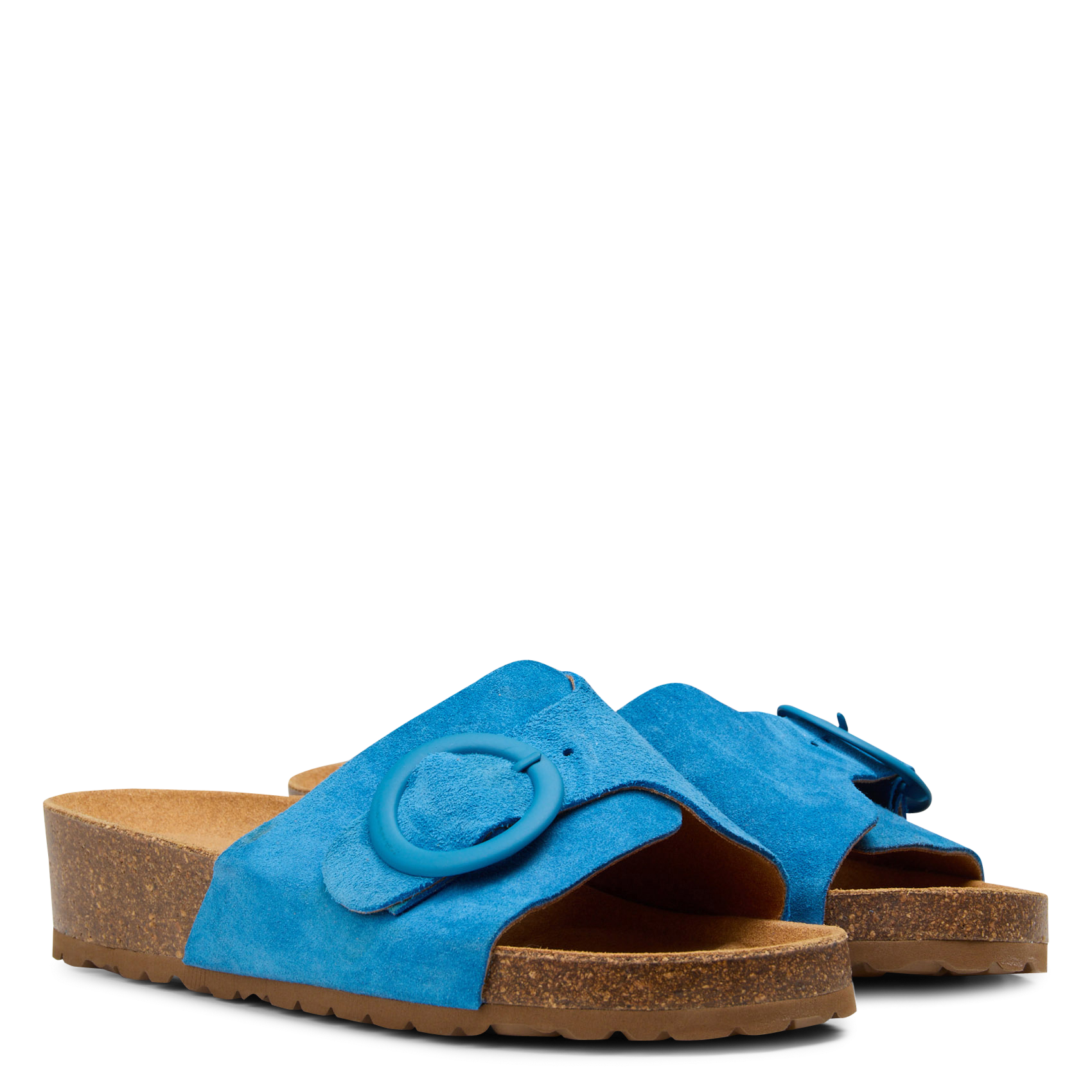 Platte, leren sandalen met gesp NICE THINGS Blauw