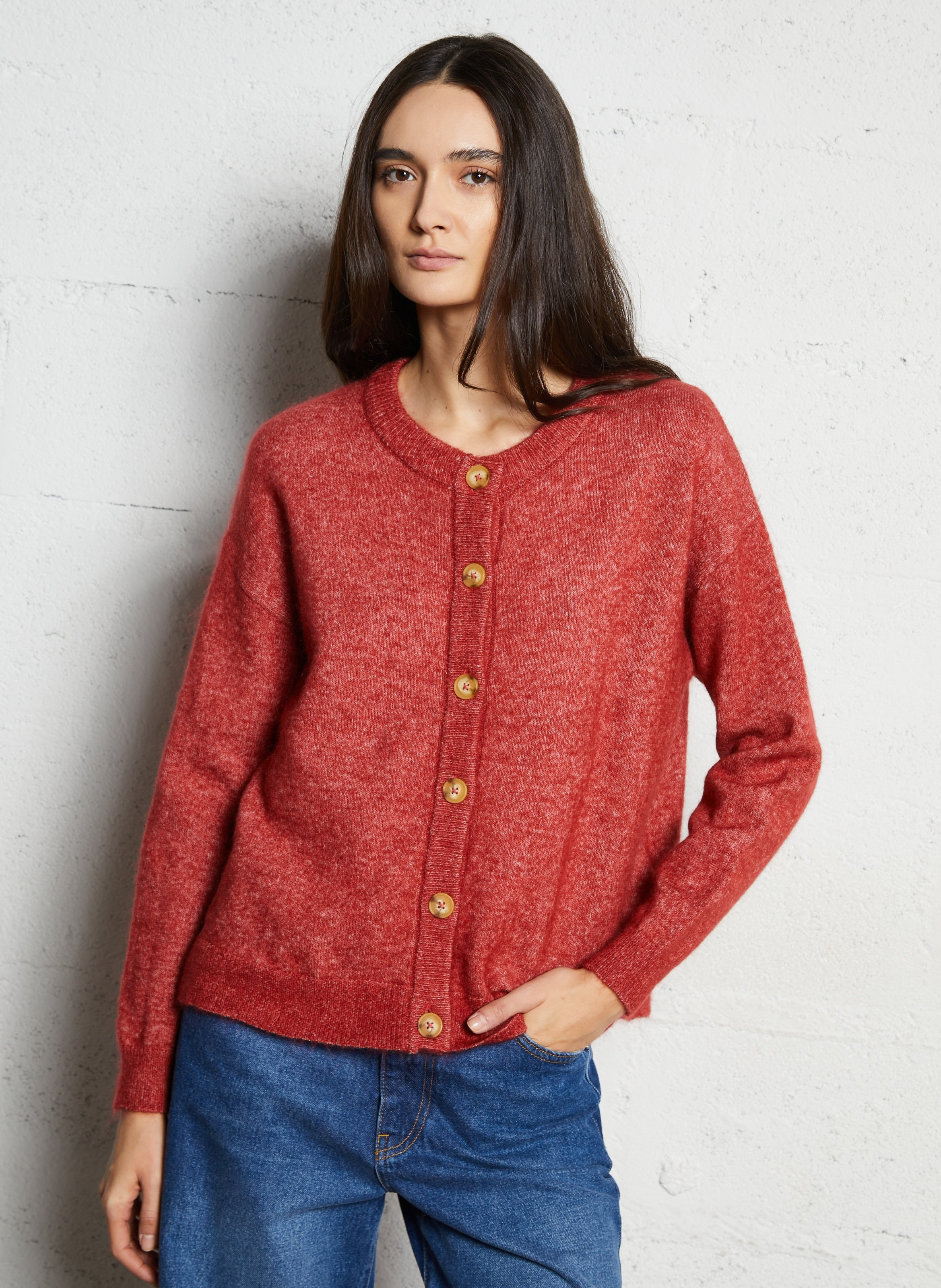 Cardigan col rond en laine mélangée SUD EXPRESS