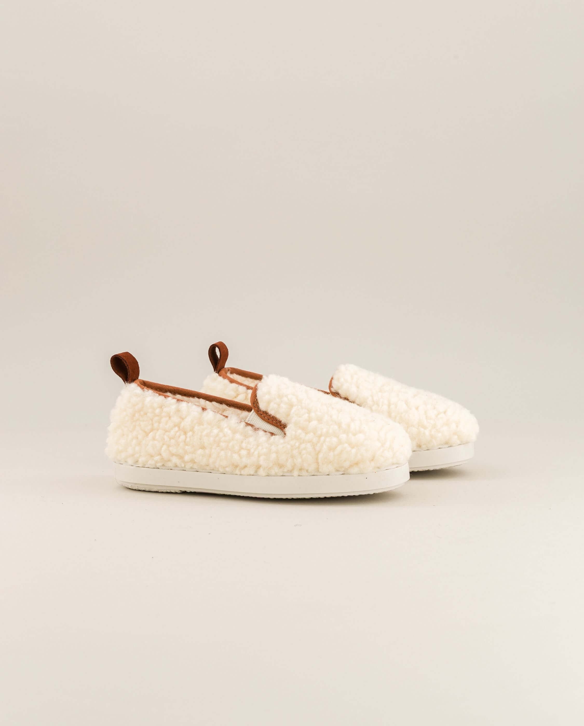 Child's wool bouclé slipper, white camel ANGARDE White