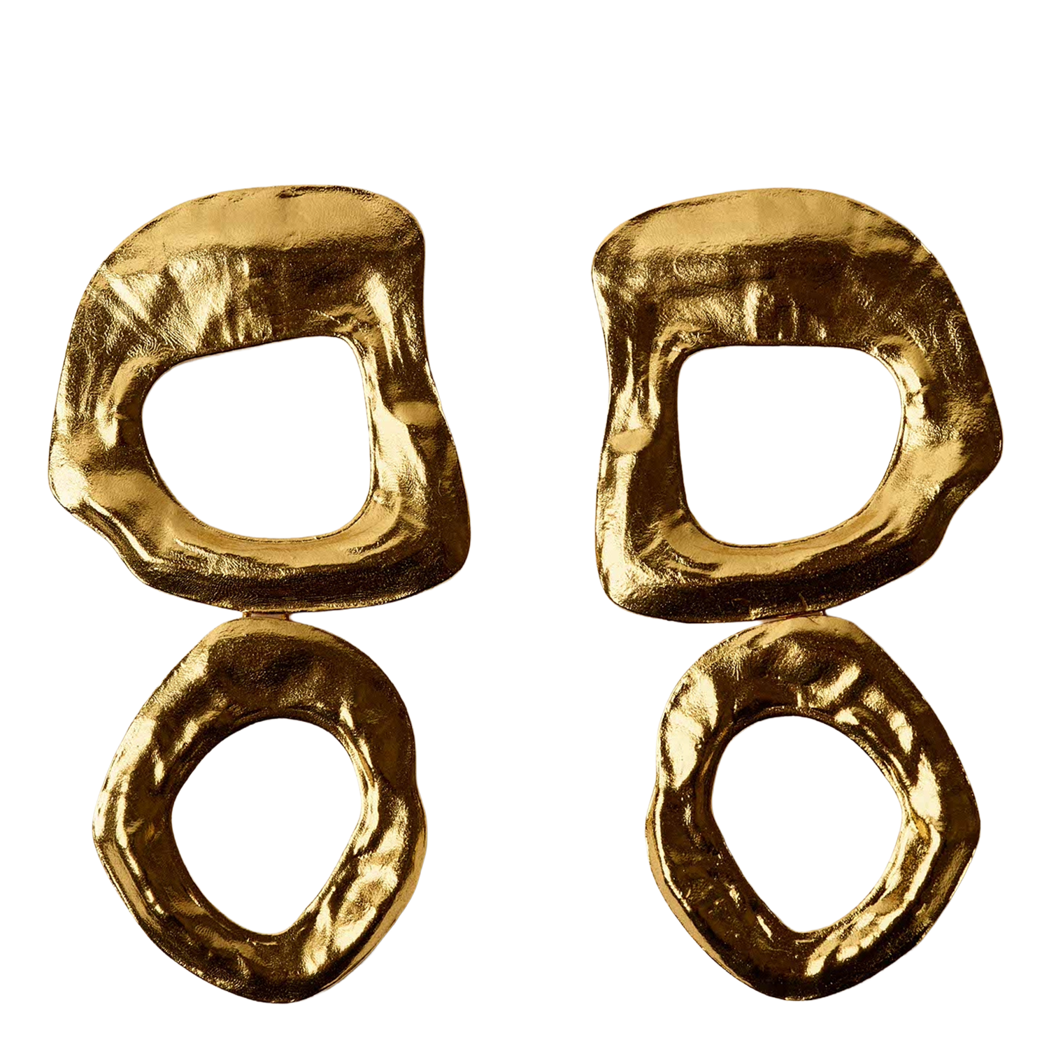 Boucles d'oreilles pendantes martelées en laiton recyclé SESSUN Doré