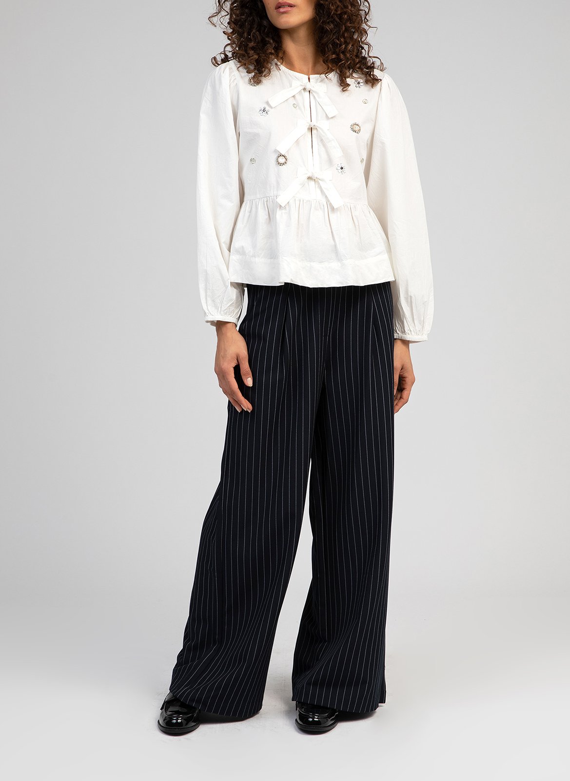 Pantalon large à rayures AN'GE Bleu