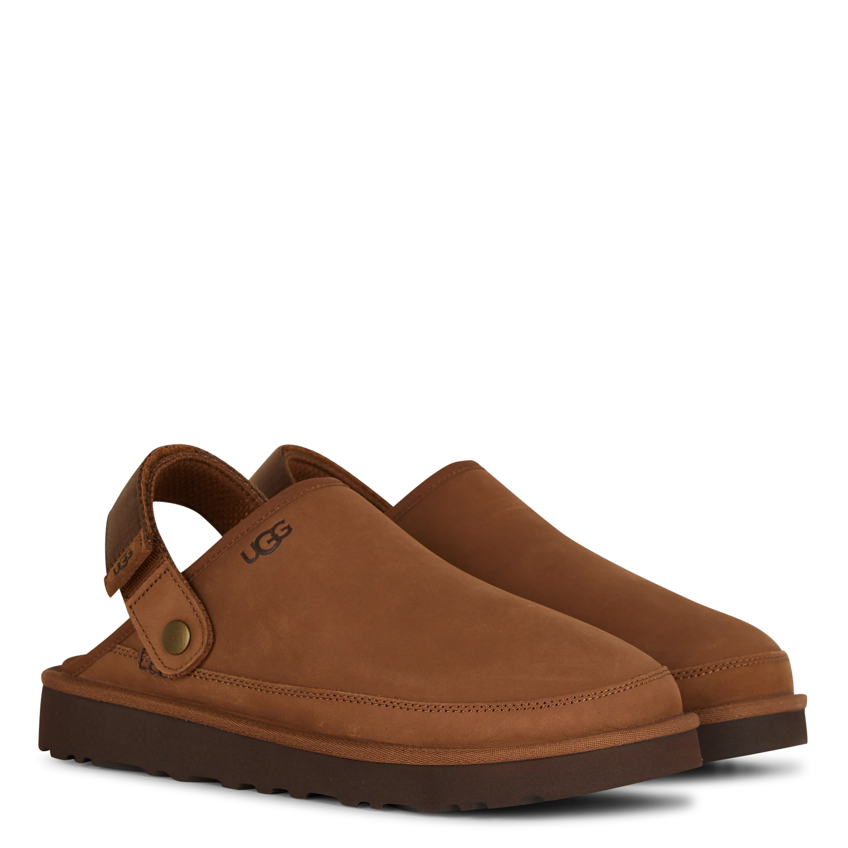 Sabots plats en cuir mélangé UGG Marron