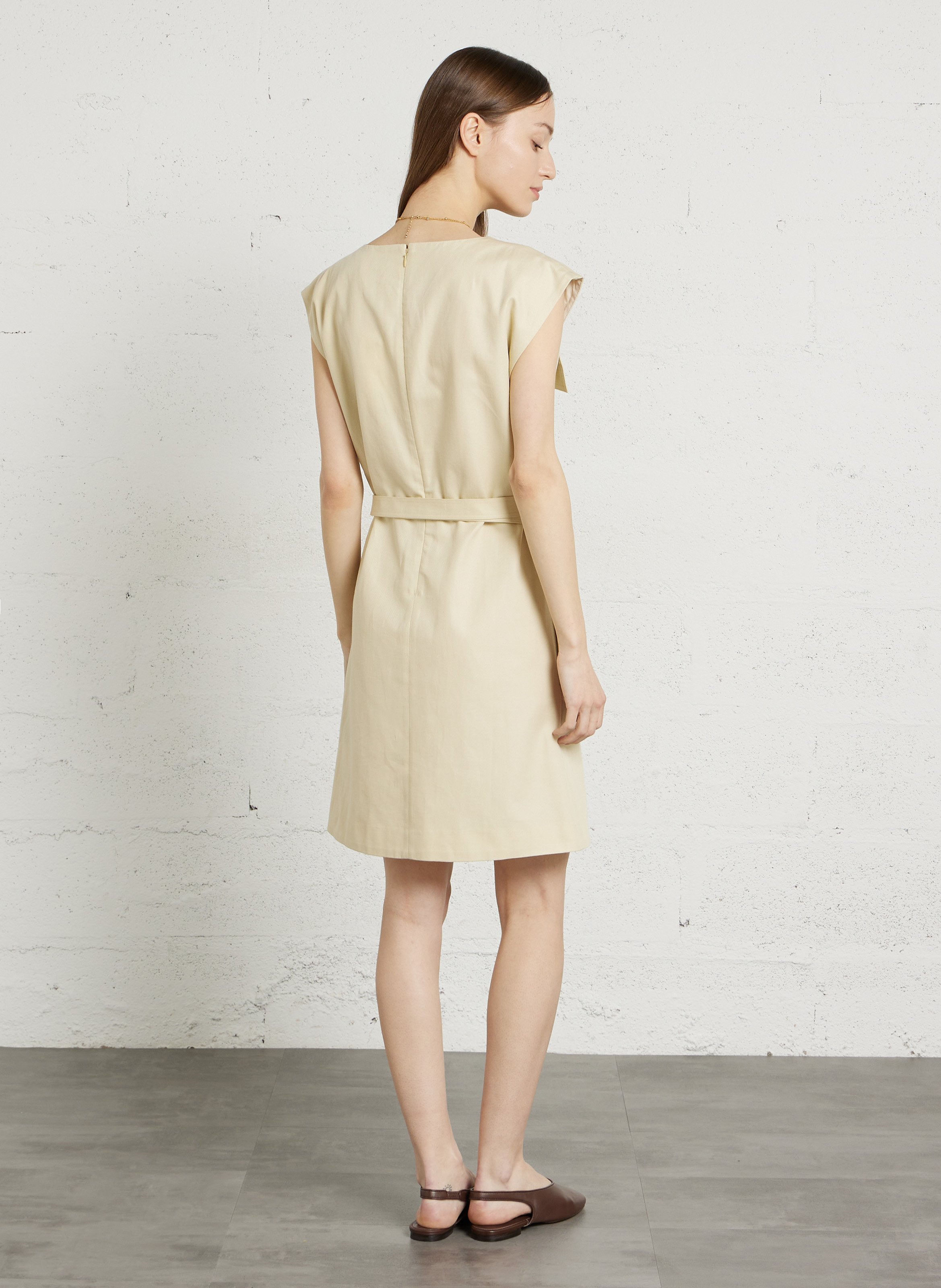 Organic cotton dress with broderie anglaise SOEUR Beige