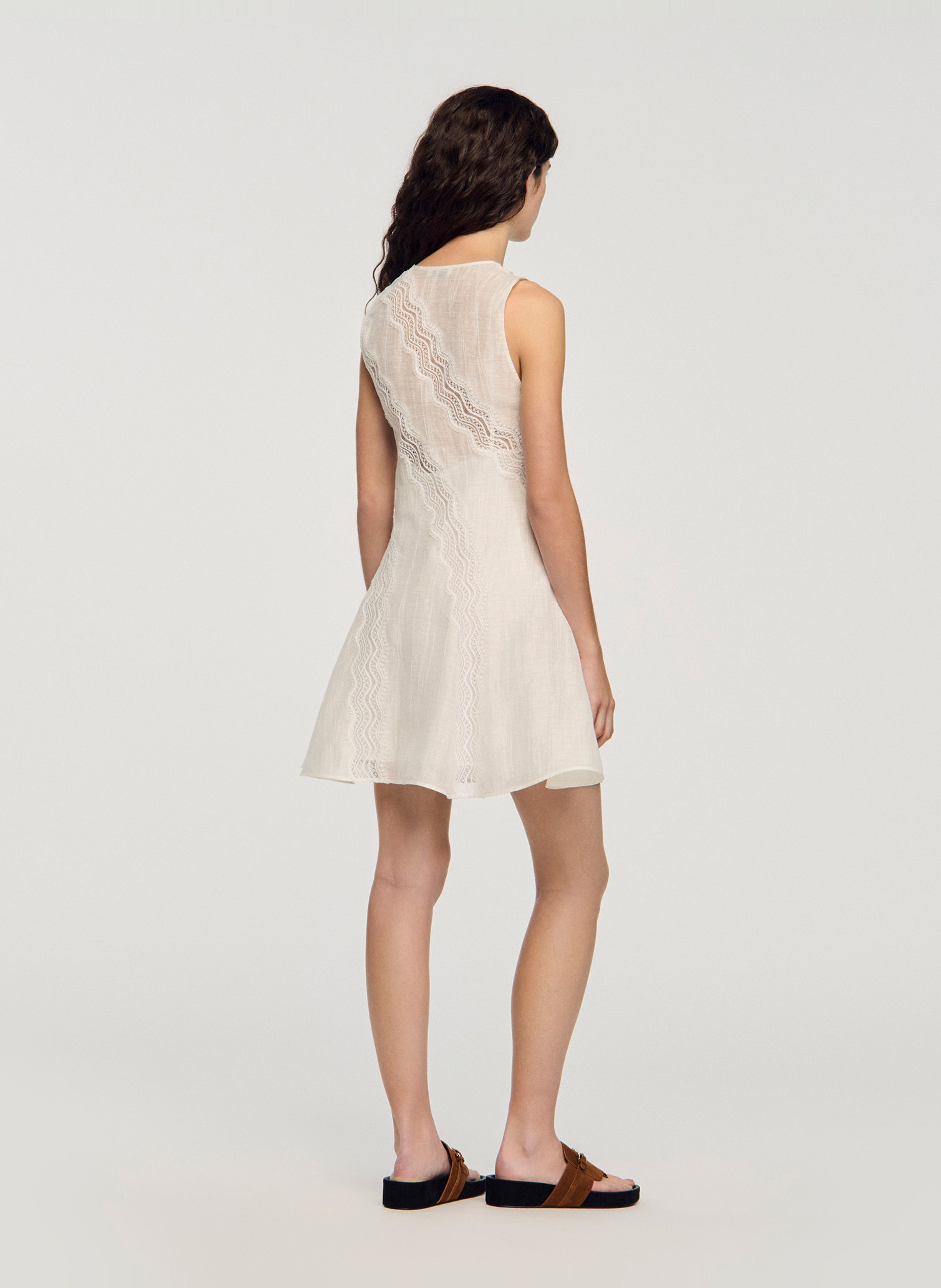 Robe patineuse en lin mélangé SANDRO Blanc