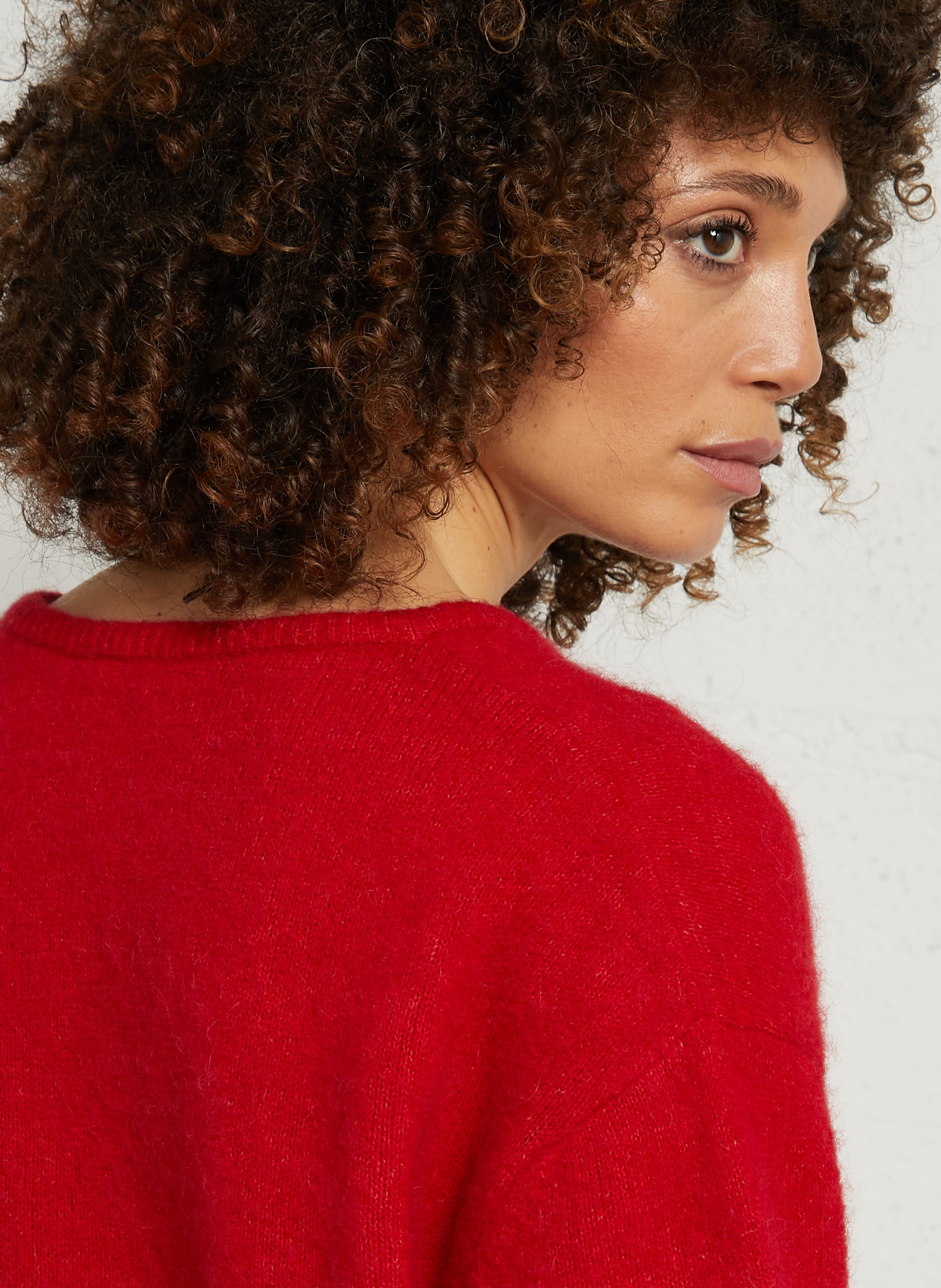 Gilet ample col rond en laine mélangée AMERICAN VINTAGE Rouge