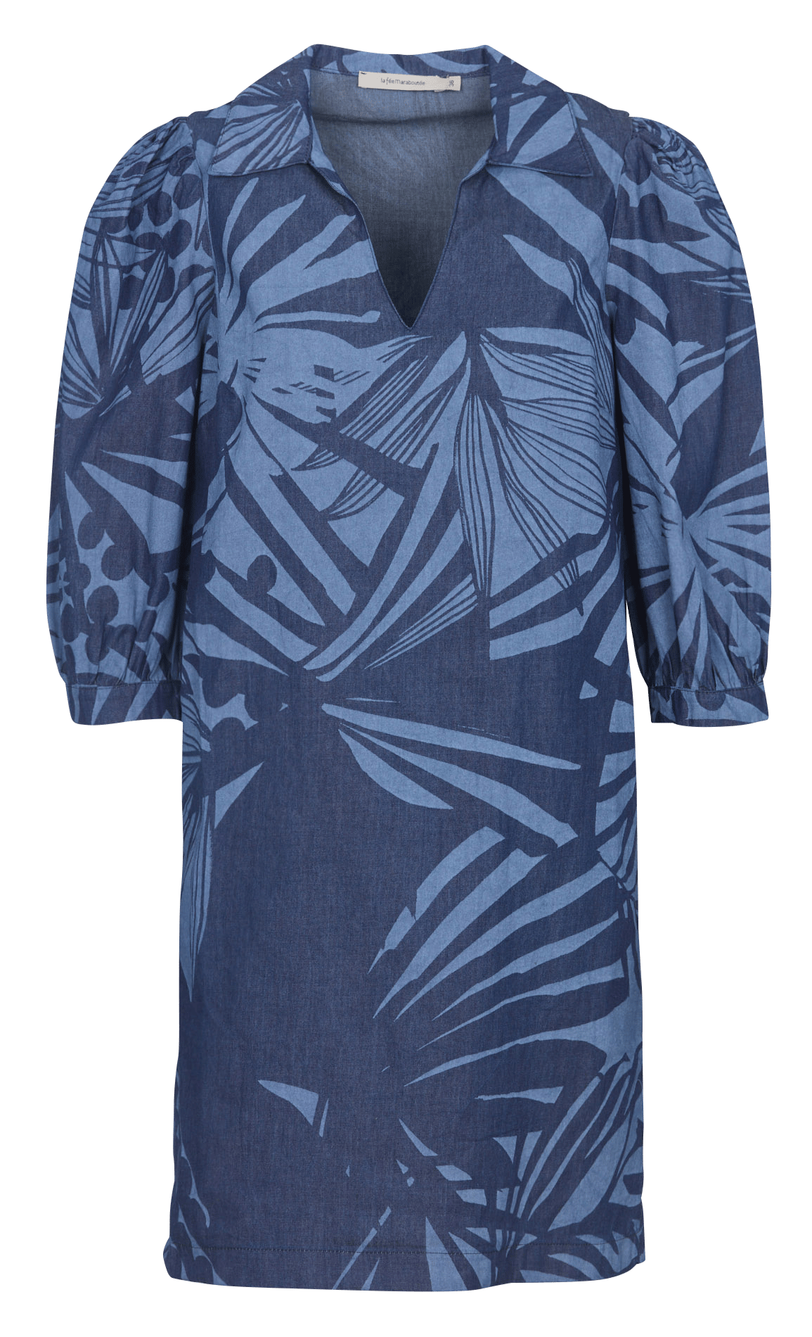 Robe courte col V imprimée LA FEE MARABOUTEE Bleu