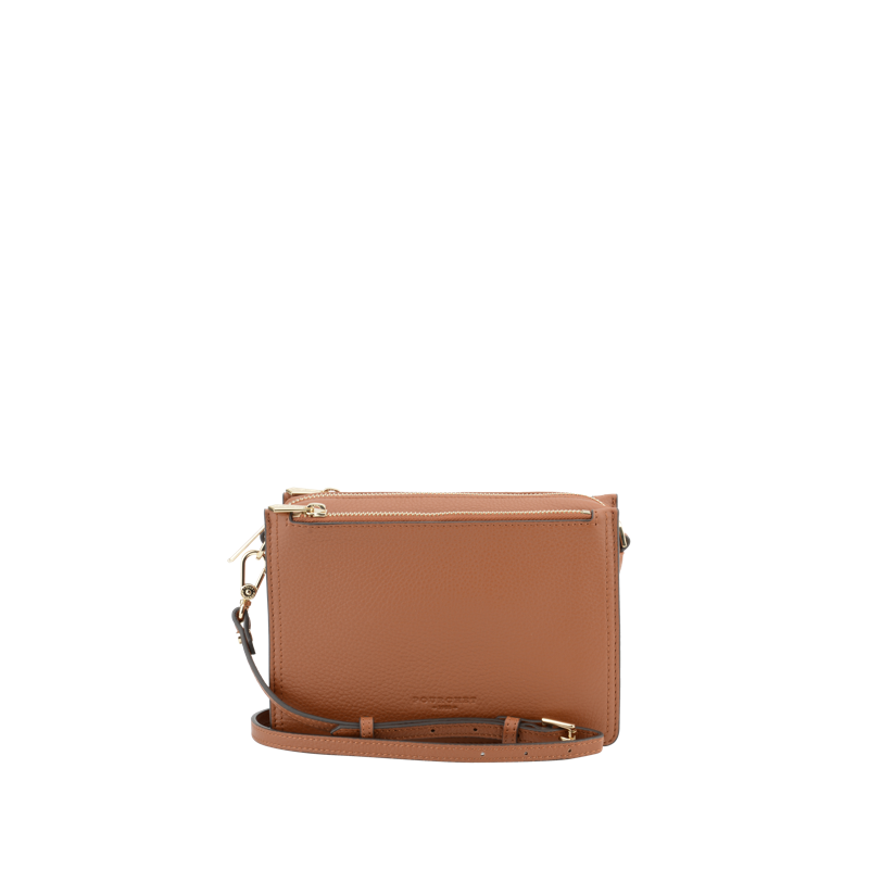 Calfskin leather shoulder bag POURCHET Brown