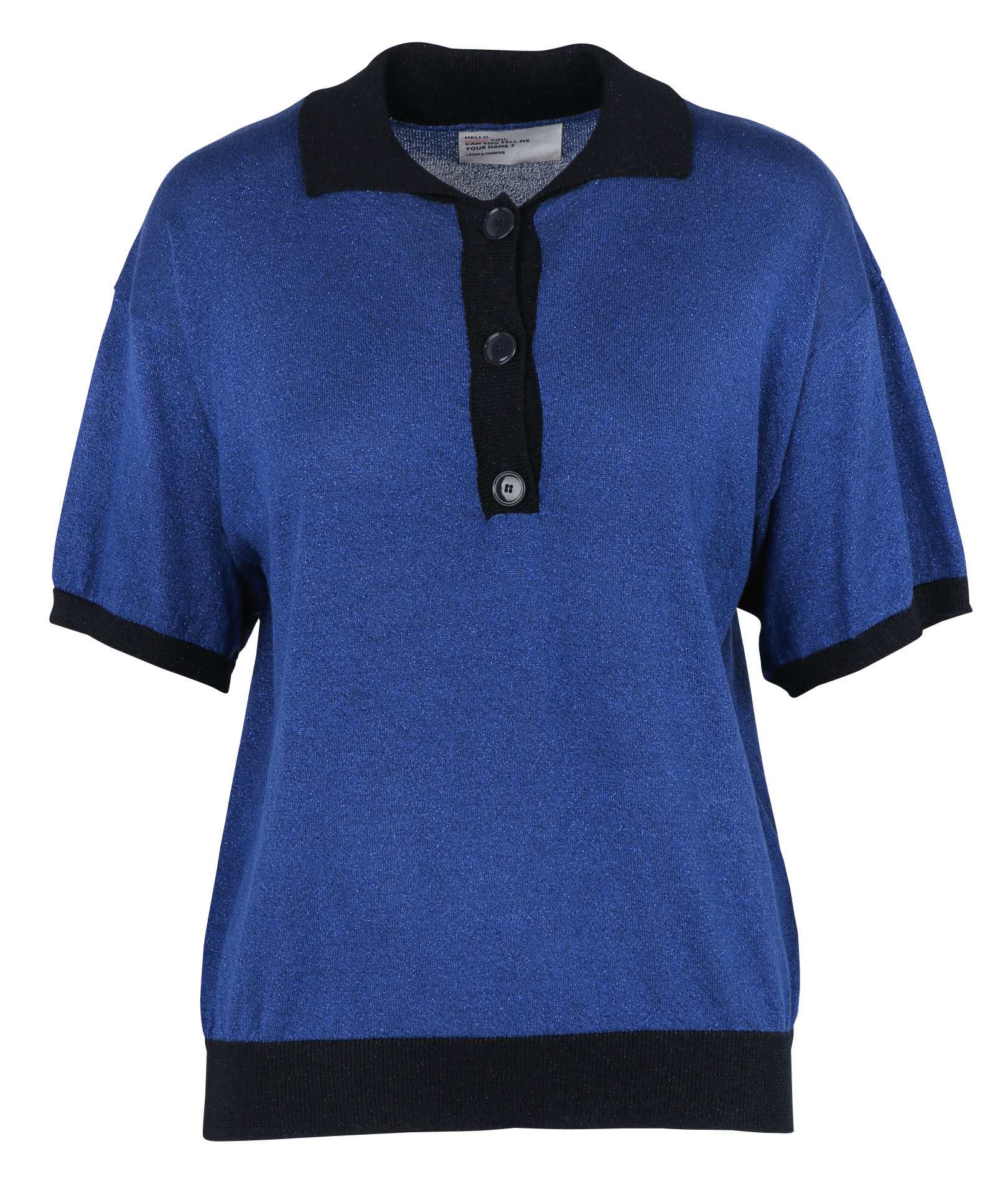 Polo manches courtes en maille pailletée LEON & HARPER Bleu