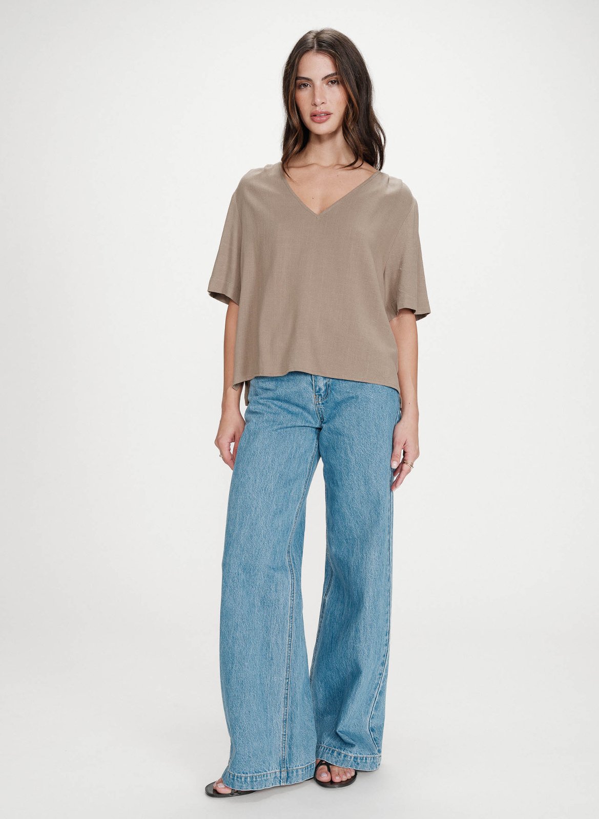 Top droit col V GRACE ET MILA Vert