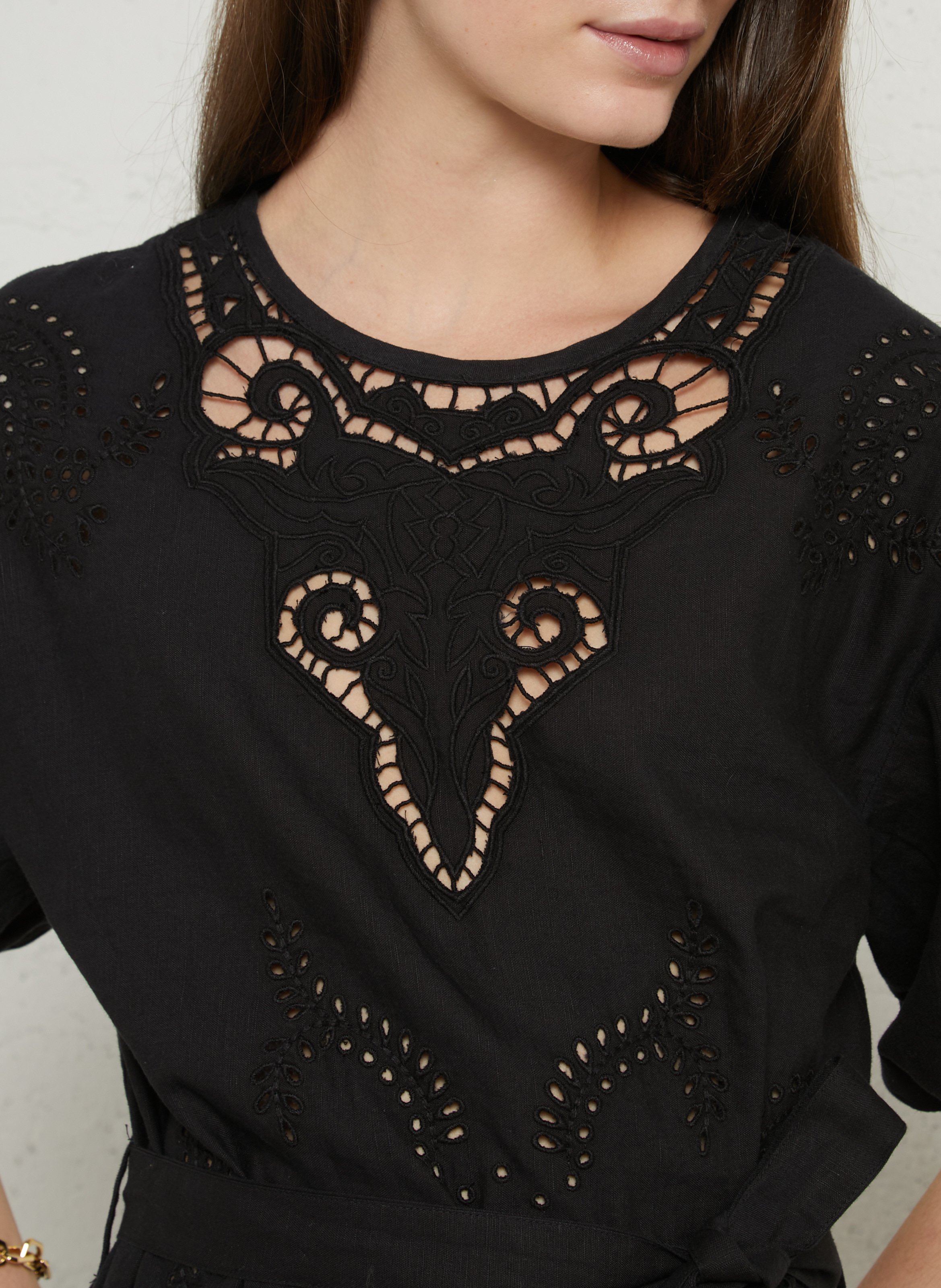 Midi cotton dress with round neck SUD EXPRESS Black