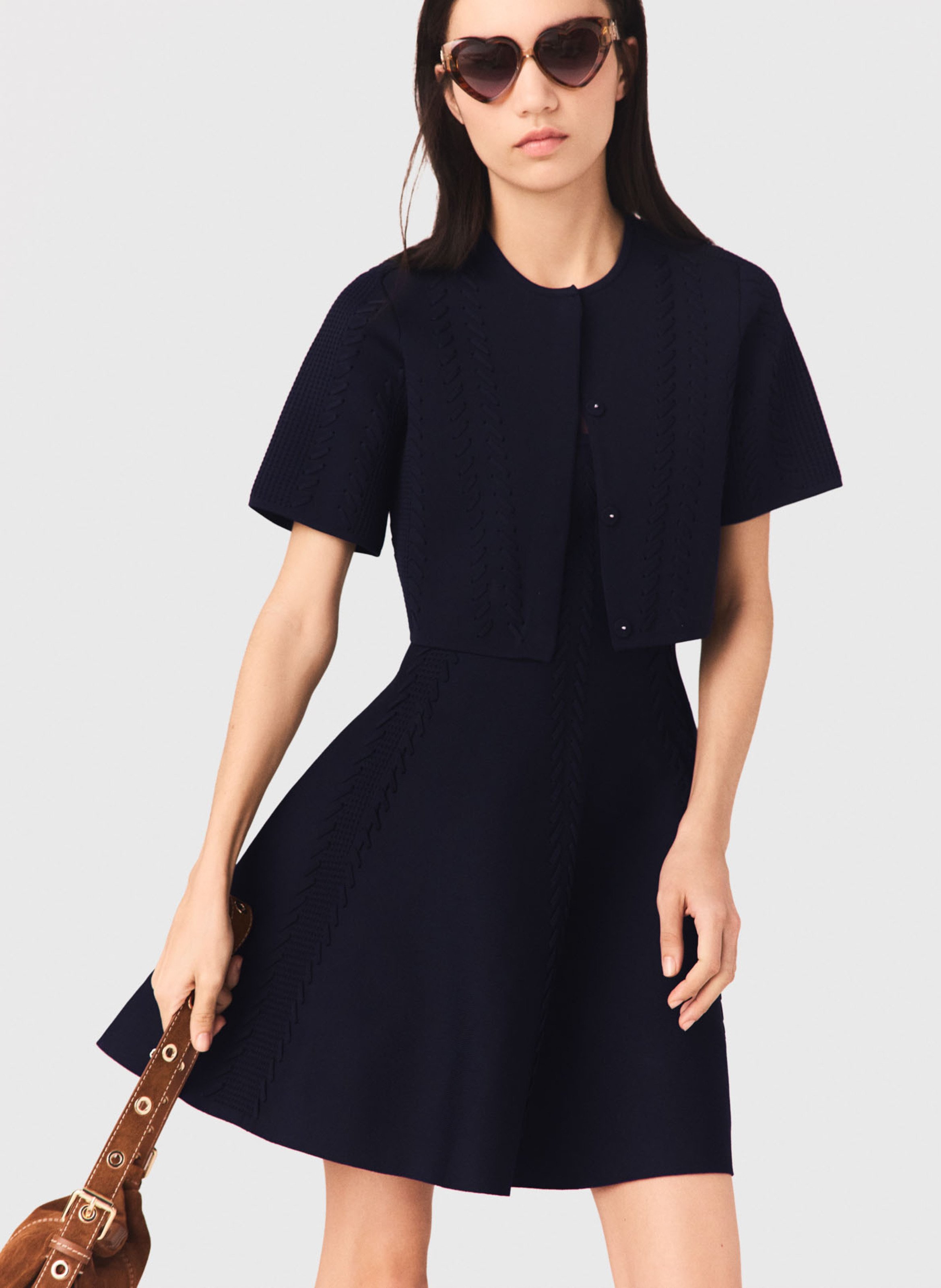 Kort vest in gevlochten breisel MAJE Blauw