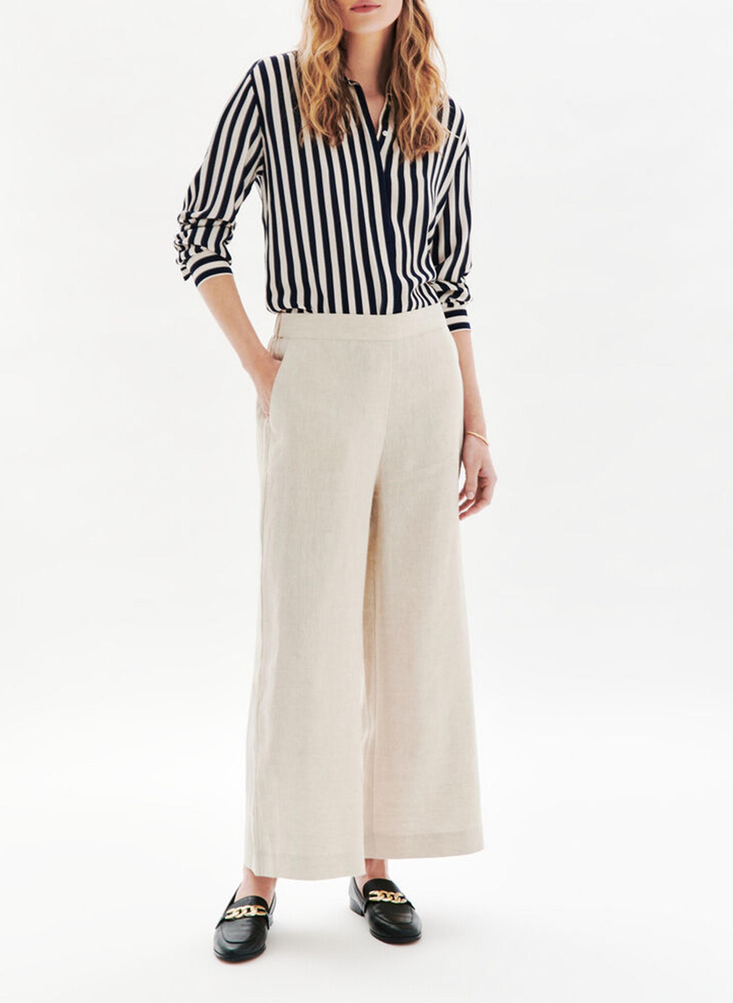 Weite Taillenhose aus Leinen CAROLL Beige