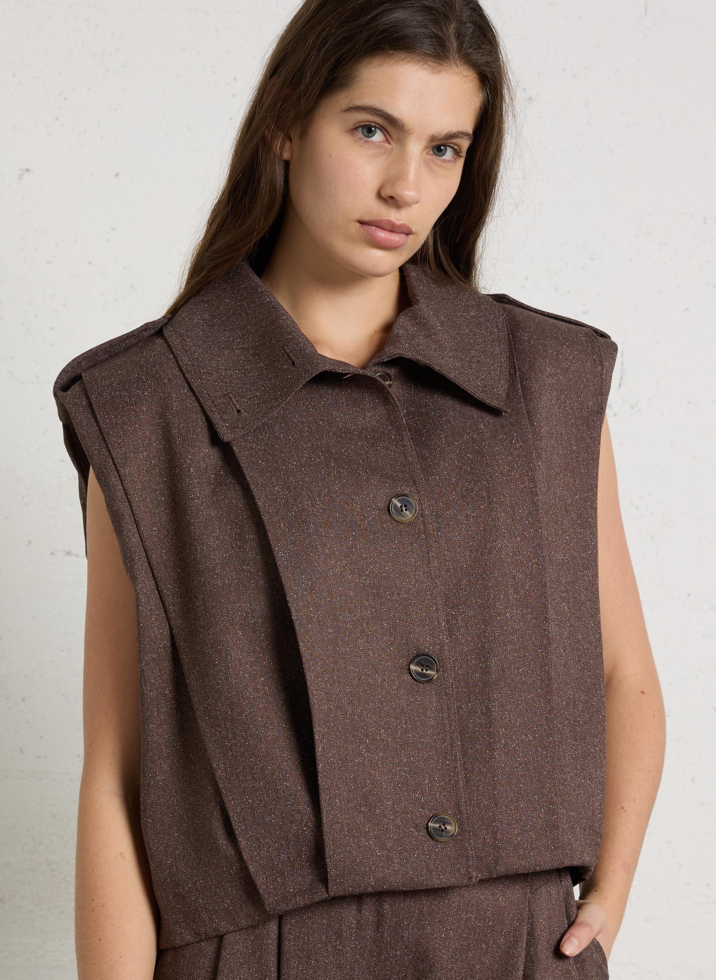 Straight-cut jacket with classic collar IMPERIAL Brown